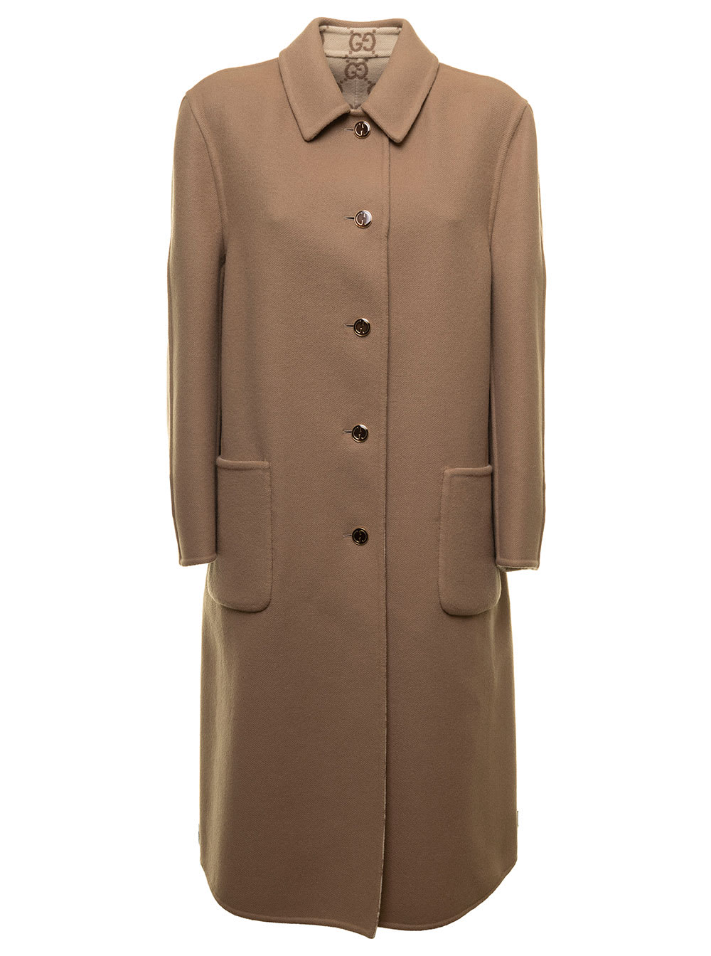 Gucci Double-faced Wool And Silk Coat In Beige