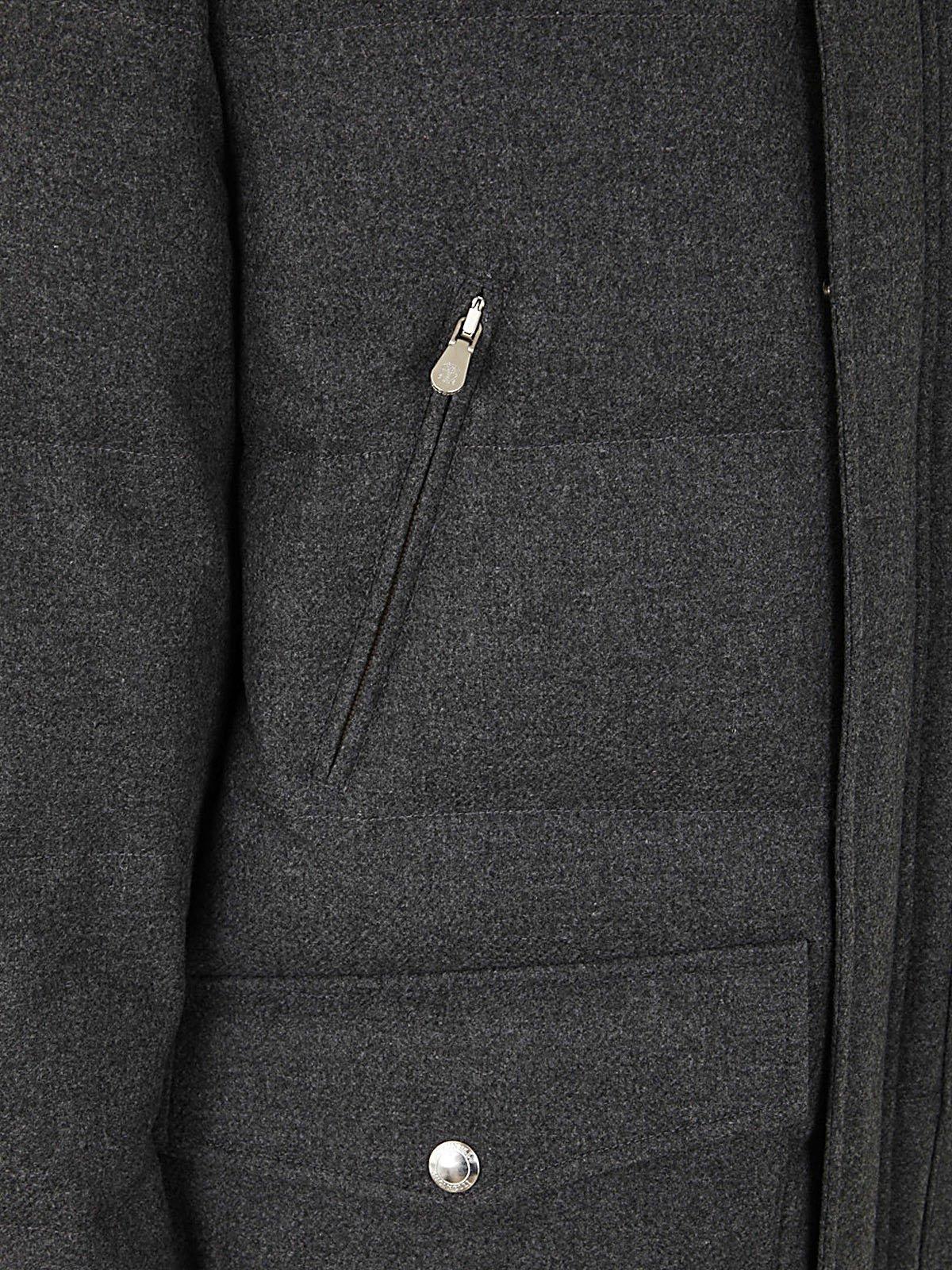 Shop Brunello Cucinelli High-neck Padded Coat In Grey