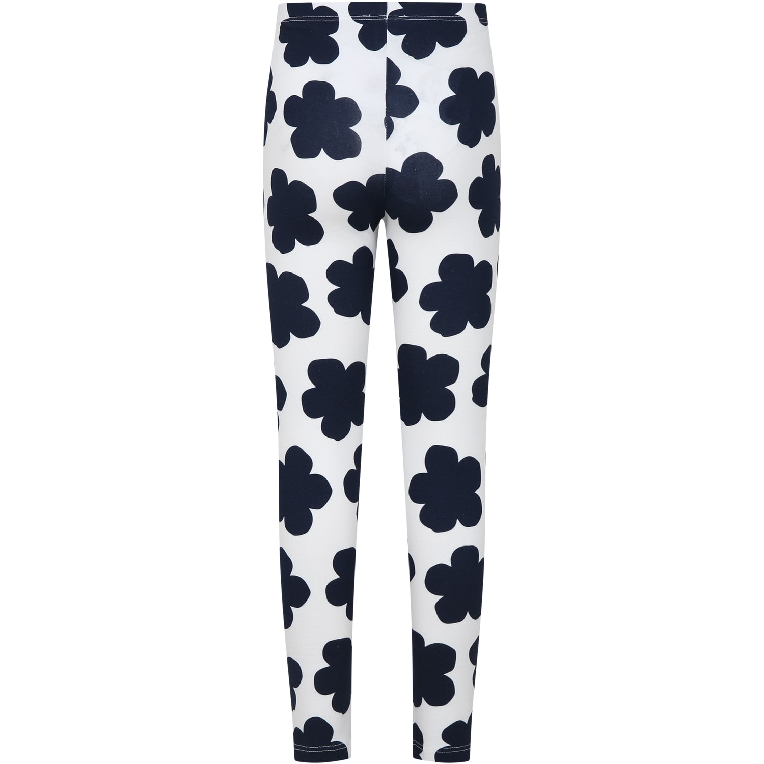 Shop Kenzo Ivory Leggings For Girl With Logo And Flowers