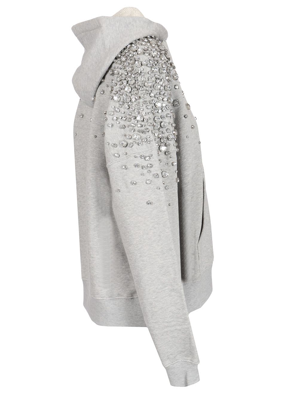 Golden Goose Grey Hoodie With Crystals In White