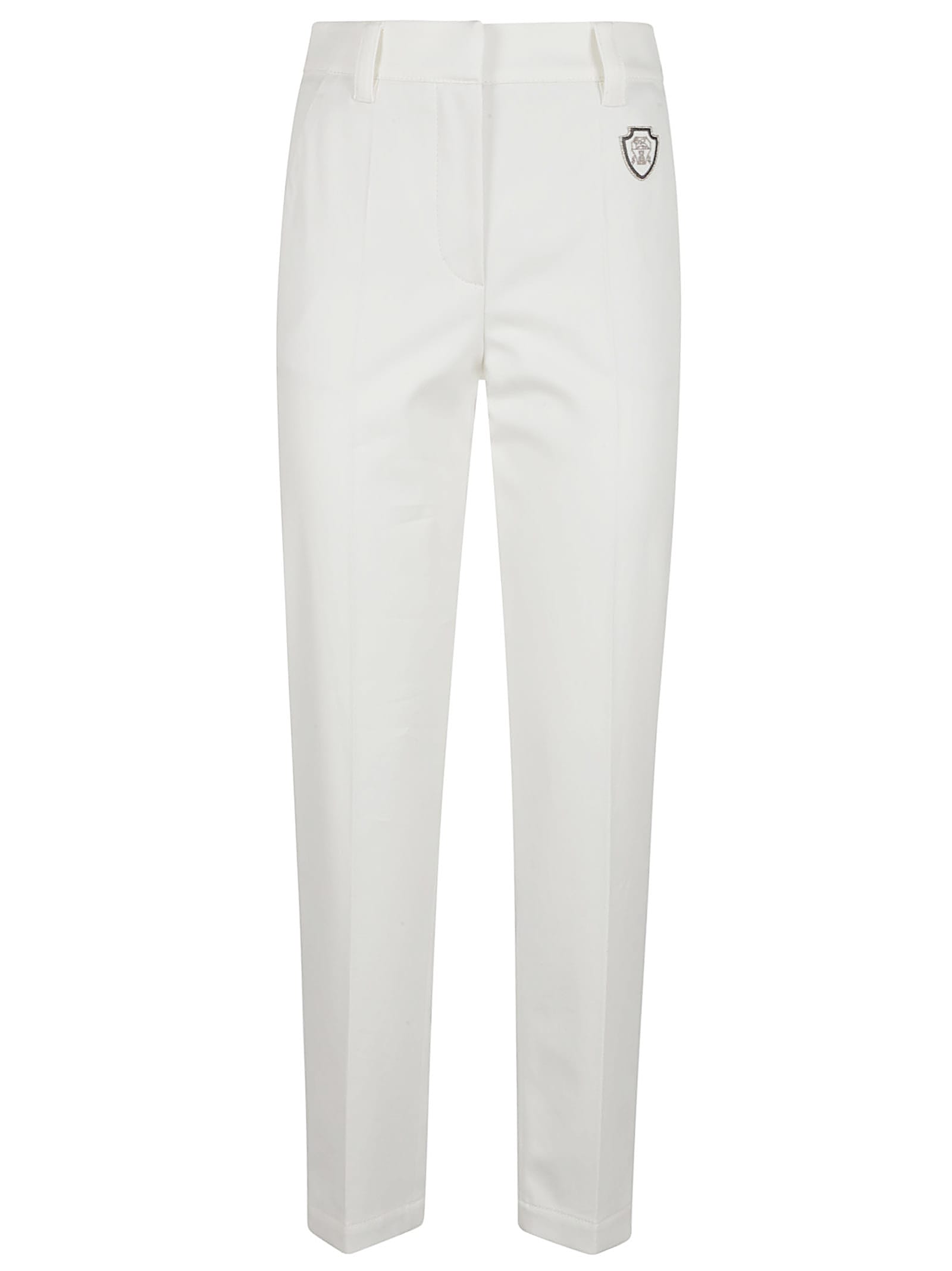 Brunello Cucinelli Logo Patch Tailored Trousers In White