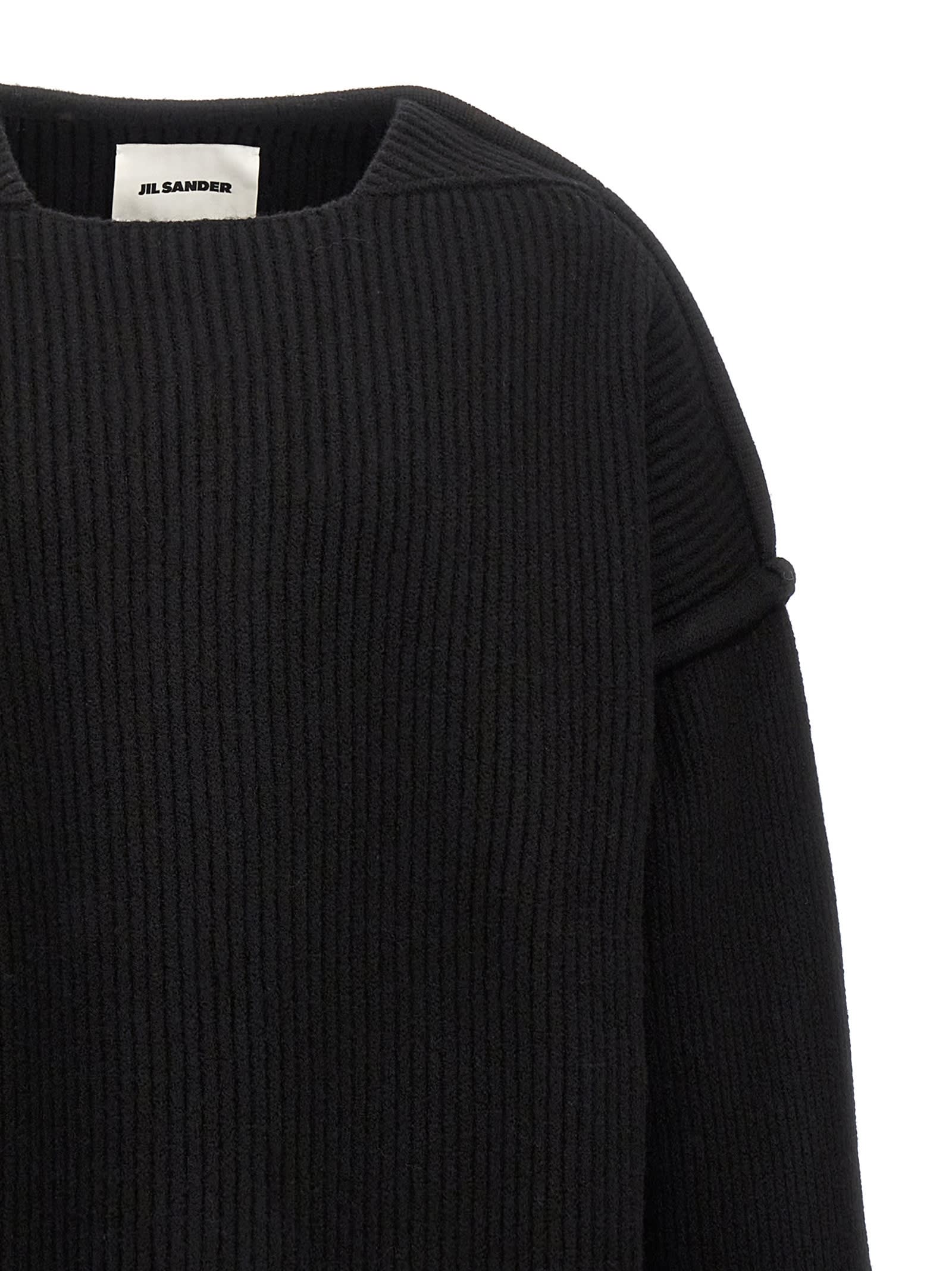 Shop Jil Sander Geometric Neckline Sweater In Black