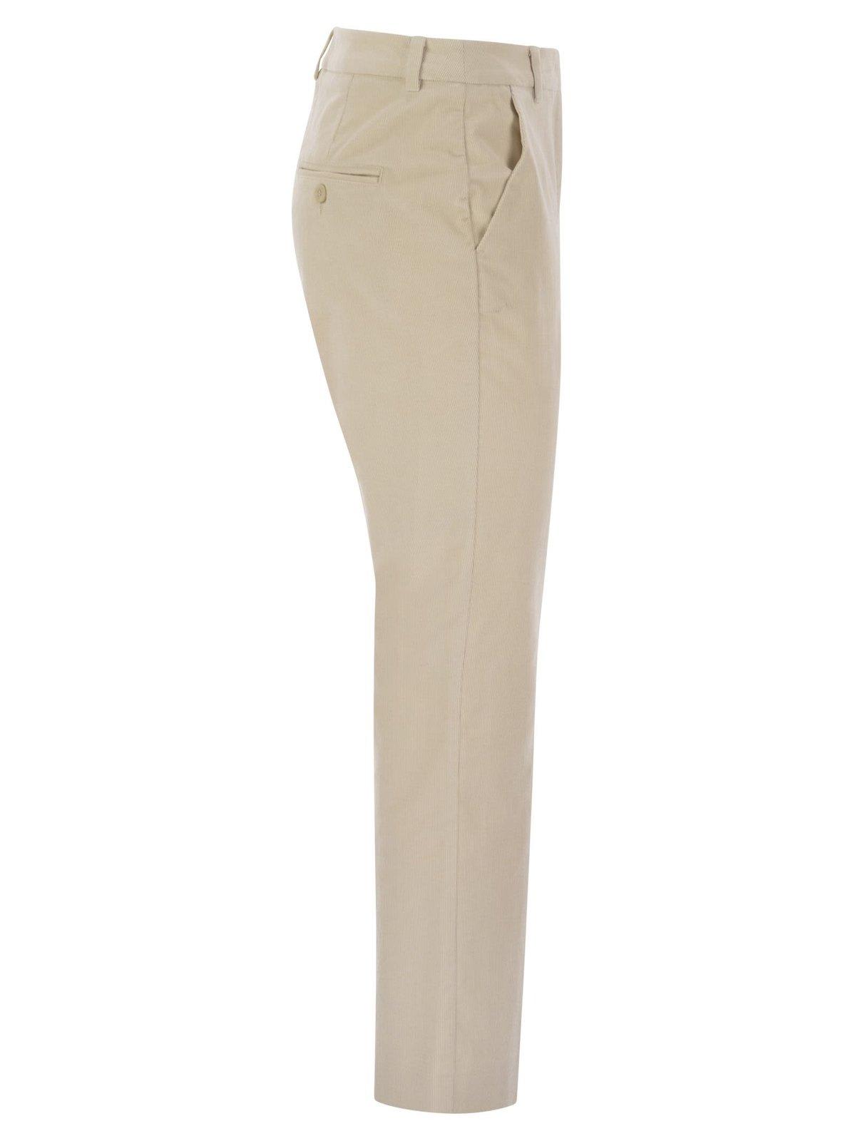 Shop Weekend Max Mara Straight Cut Ribbed Trousers In White