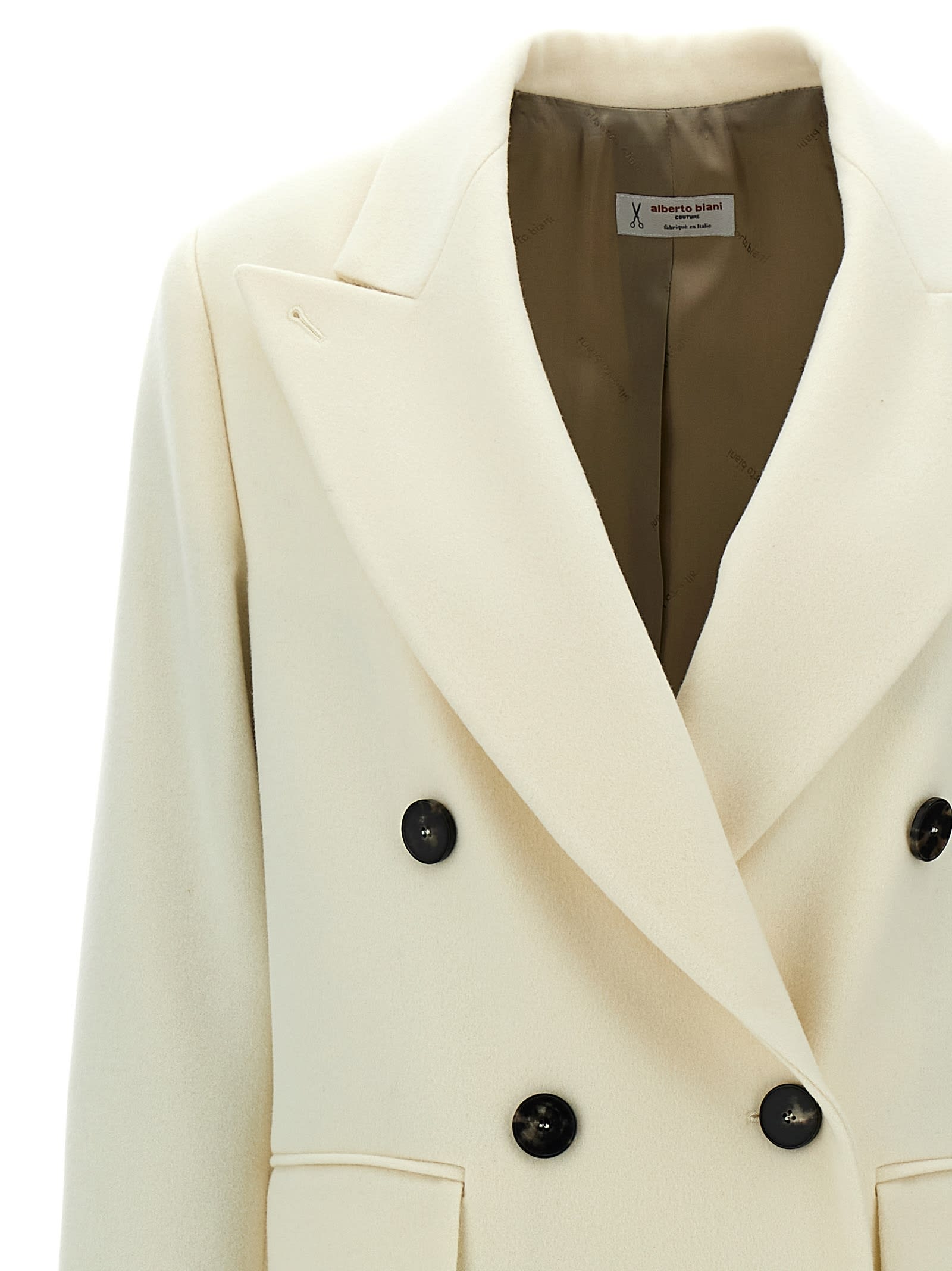 Alberto Biani Double-breasted Coat In White