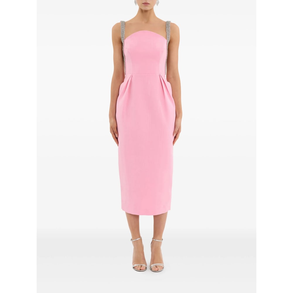 Rebecca Vallance Womens Pink Amaro Diamante-embellished Crepe Midi Dress