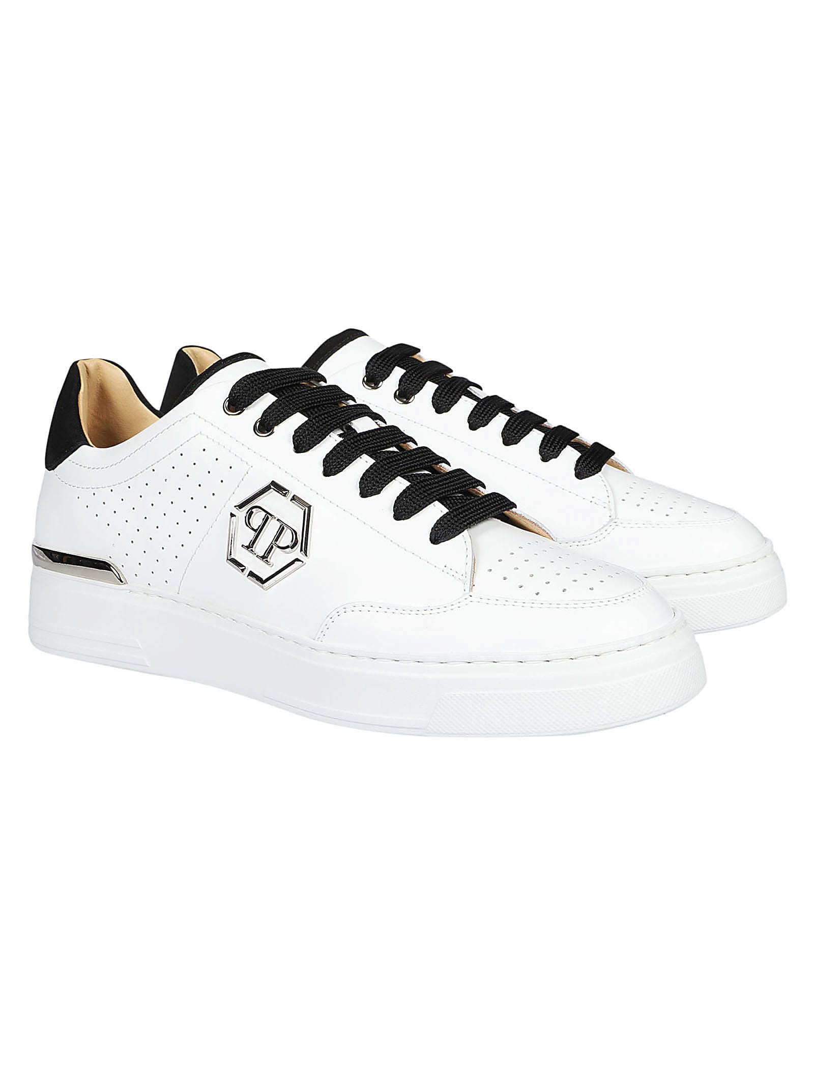 Shop Philipp Plein Low Top Sneakers In White/black