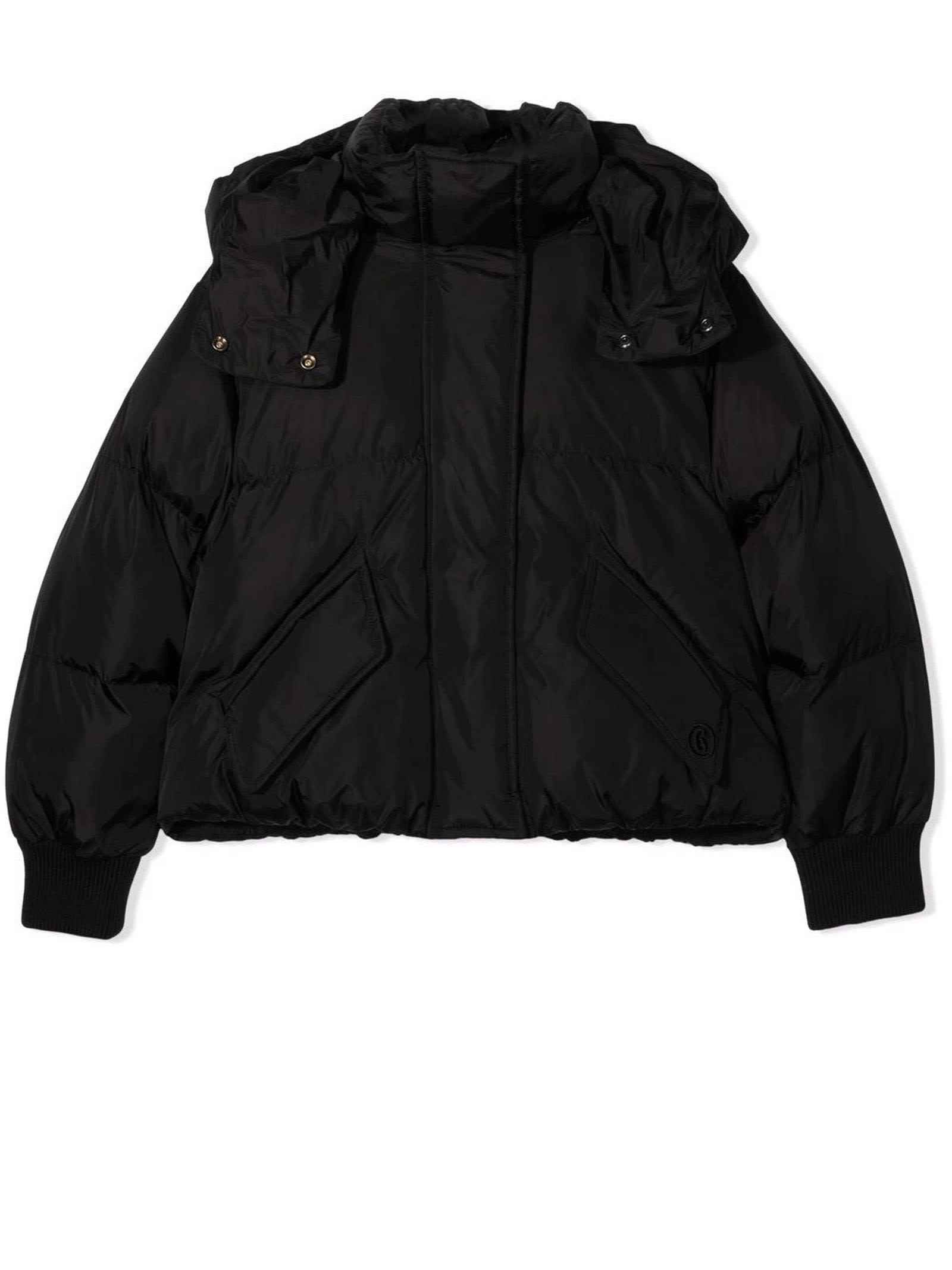 Maison Margiela Kids' Black Hooded Zipped Jacket In Nero