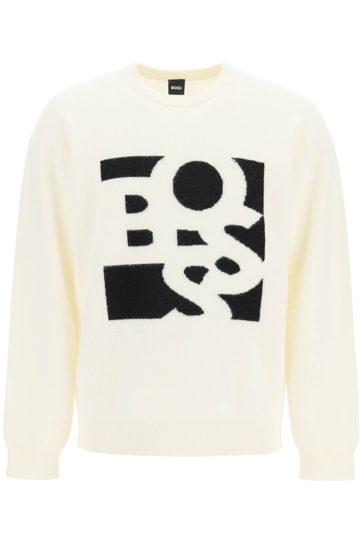 Hugo Boss Virgin Wool And Cashmere Sweater With Shaken Logo