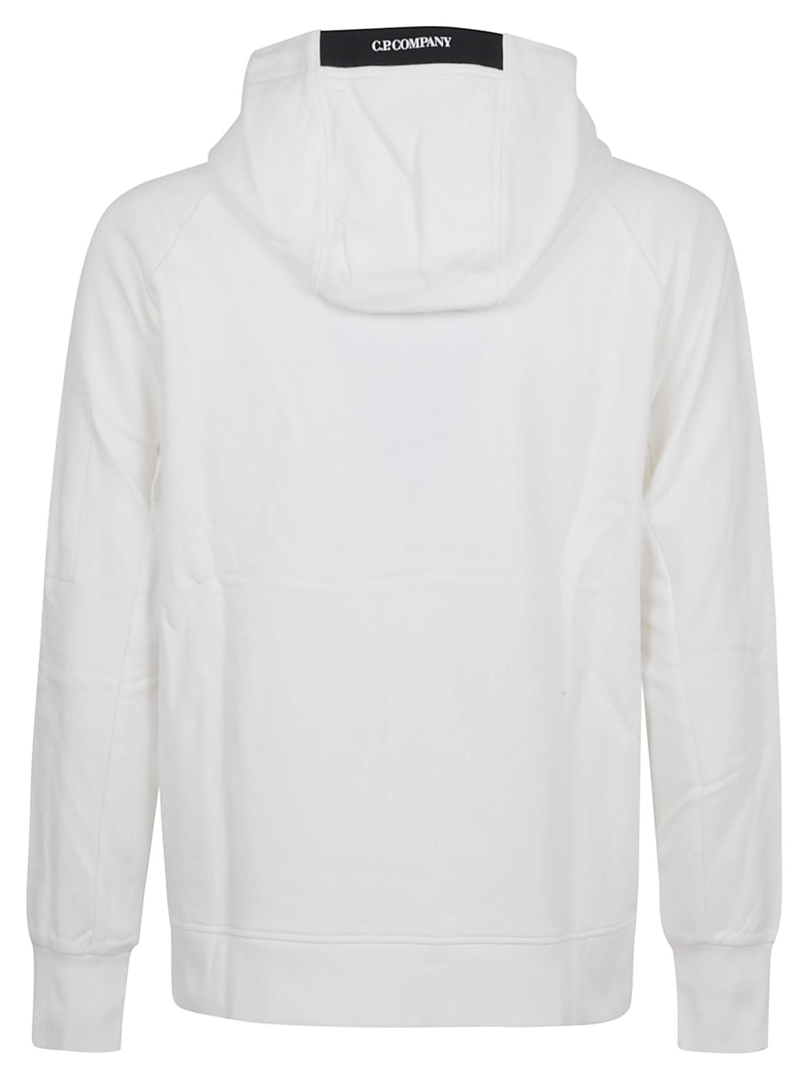C.p. Company Sweatshirts Hooded Open In Diagonal Raised Fleece In White