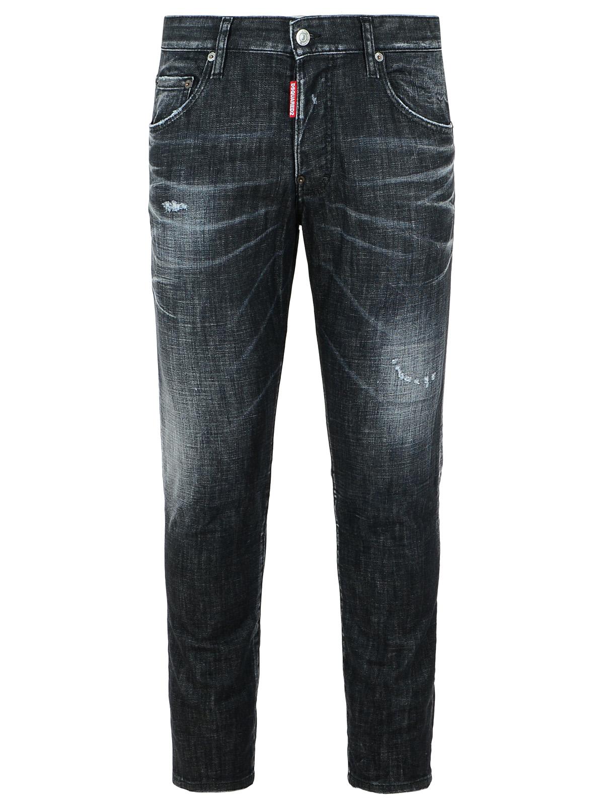 Dsquared2 Cool Gut Black Jeans With Belt Loops And Faded Effect In Denim Man In Black