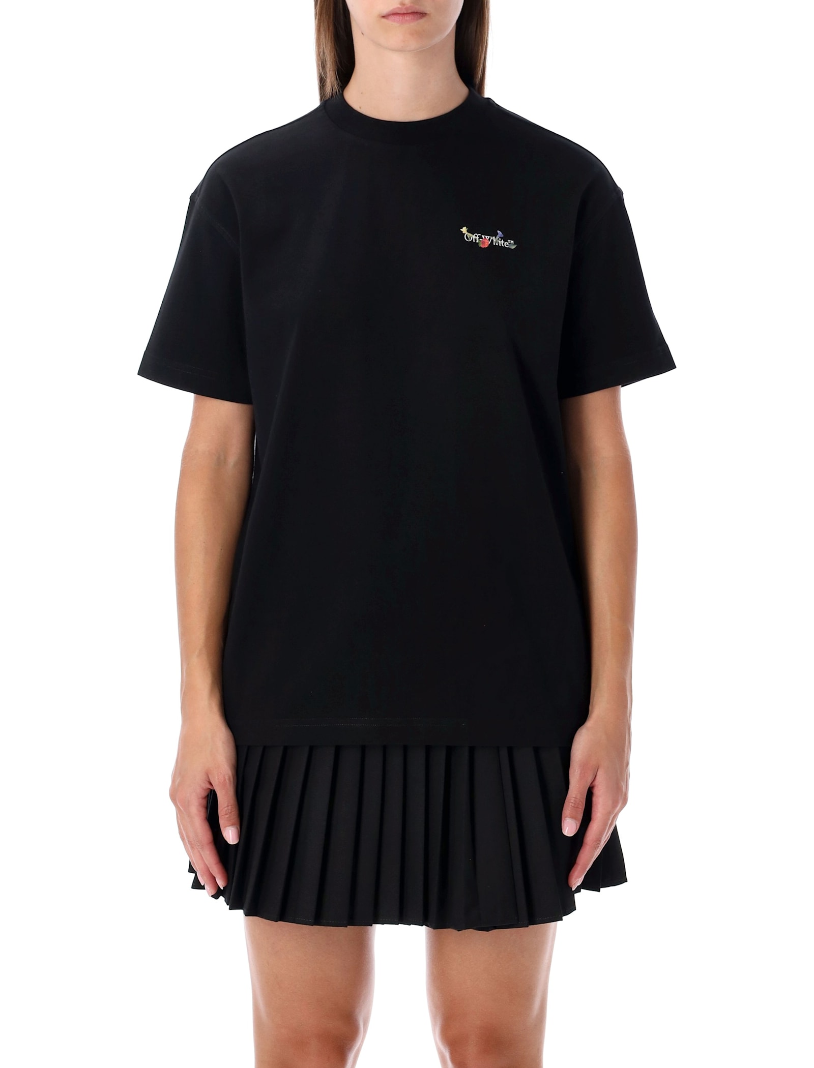 Off-white Arrow Glass Flower Regular Logo T-shirt In Black