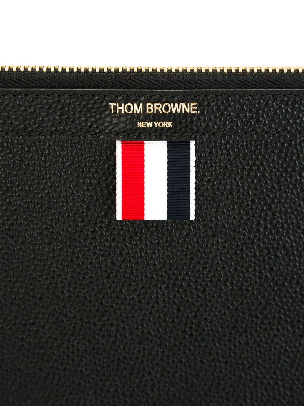 Shop Thom Browne Medium Document Holder In Pebble Grain Leather In Black