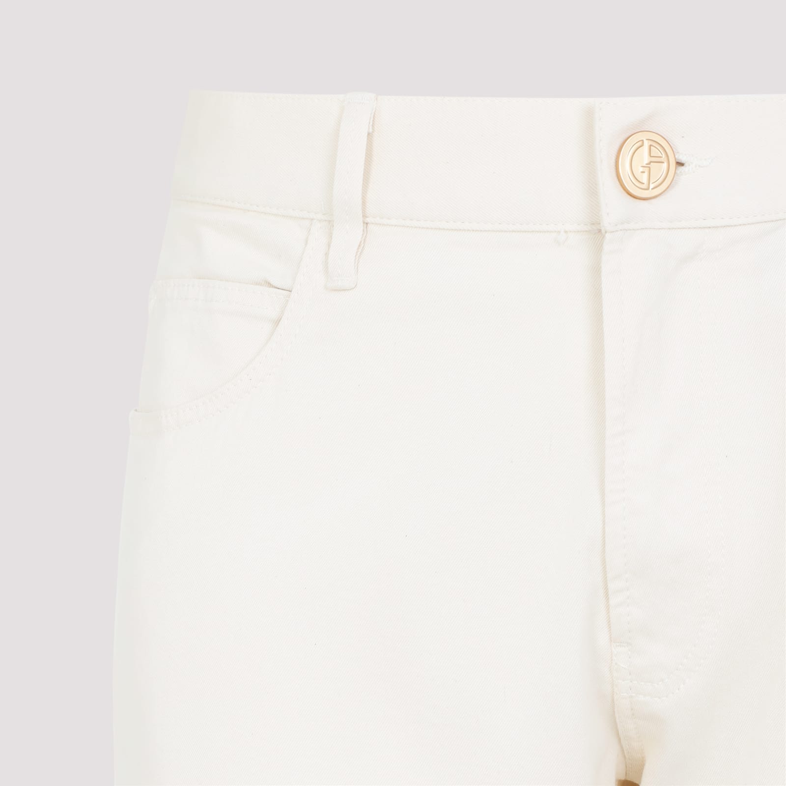 Giorgio Armani Straight-leg Trousers In Luxurious Cotton-silk Blend In Natural