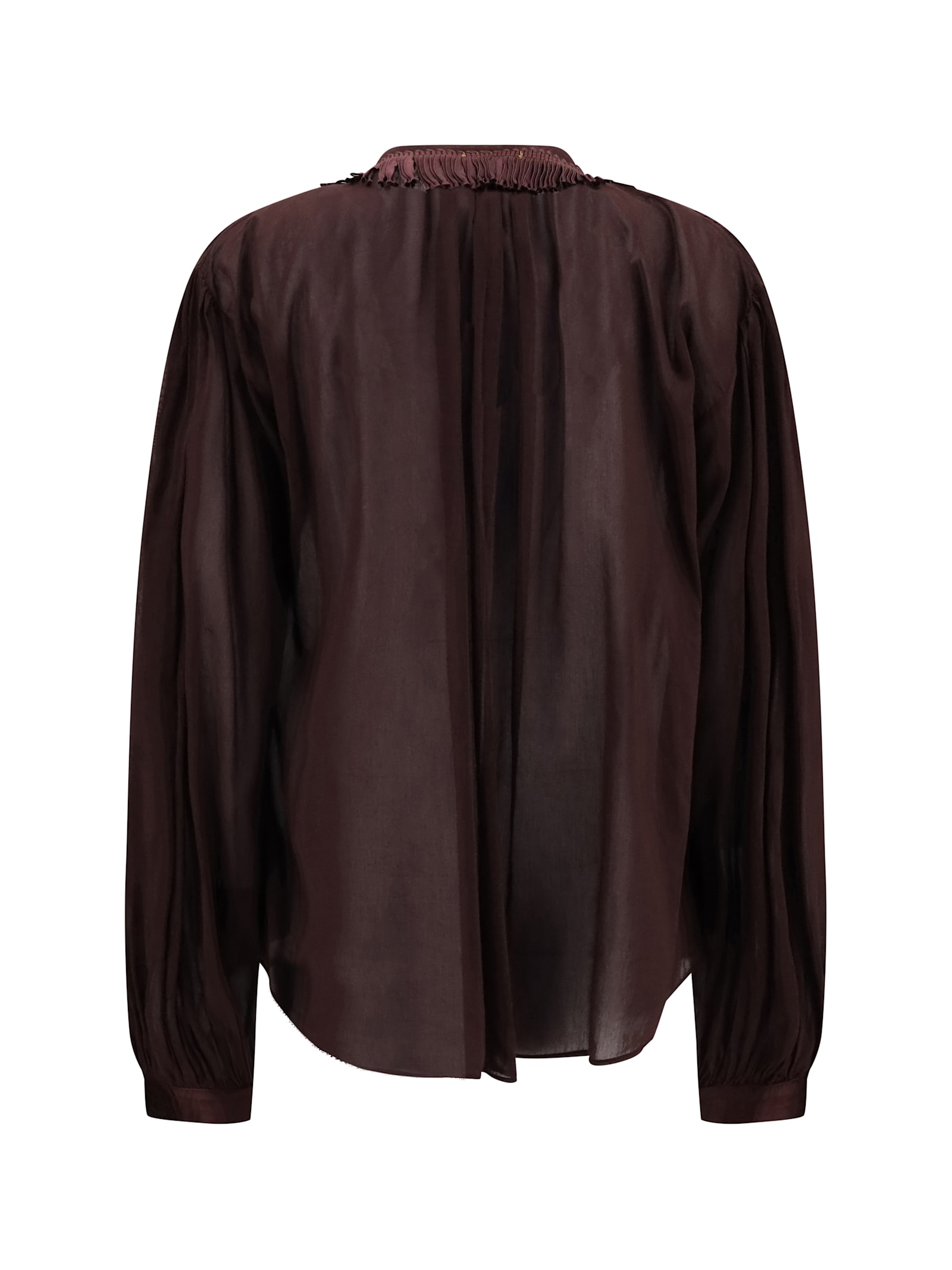 Forte Forte Sheer Cotton Shirt With Fringed Pleated Collar