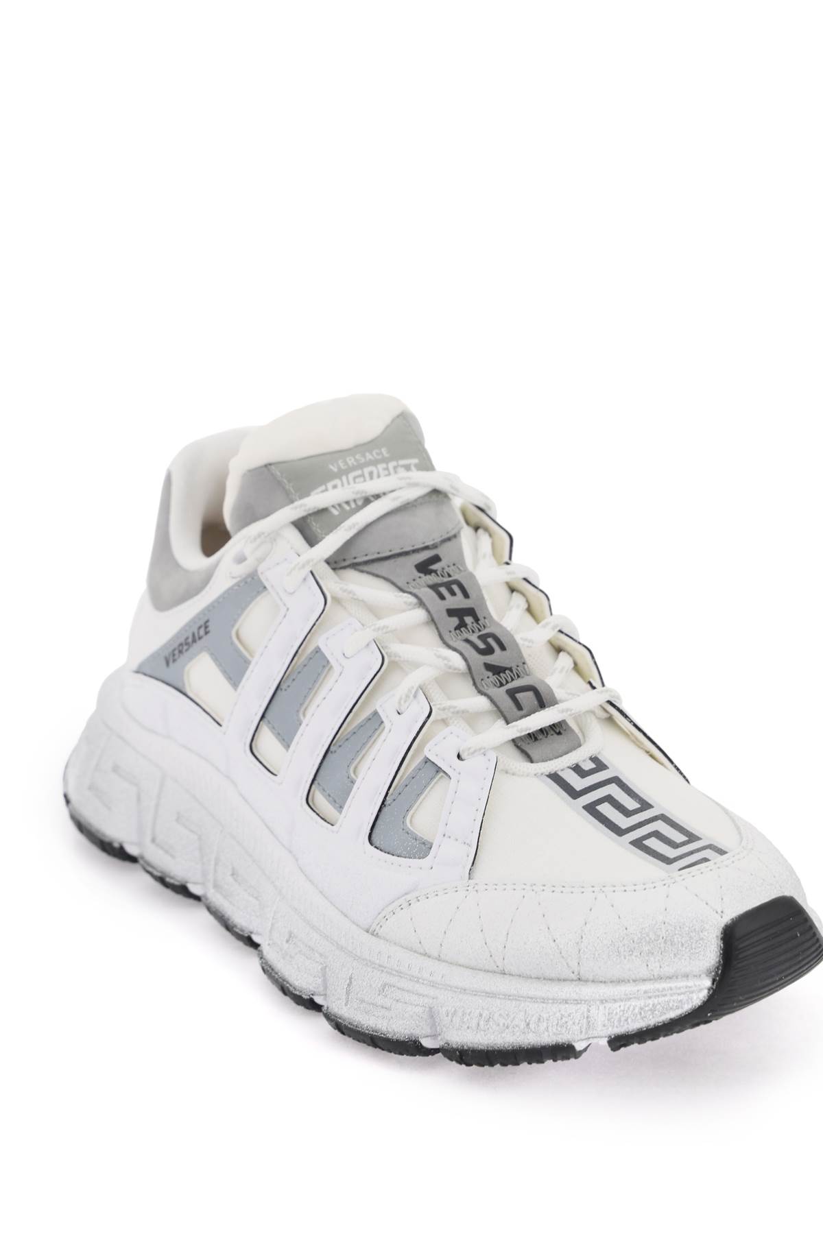 Shop Versace Trigreca Sneakers In White Silver (white)