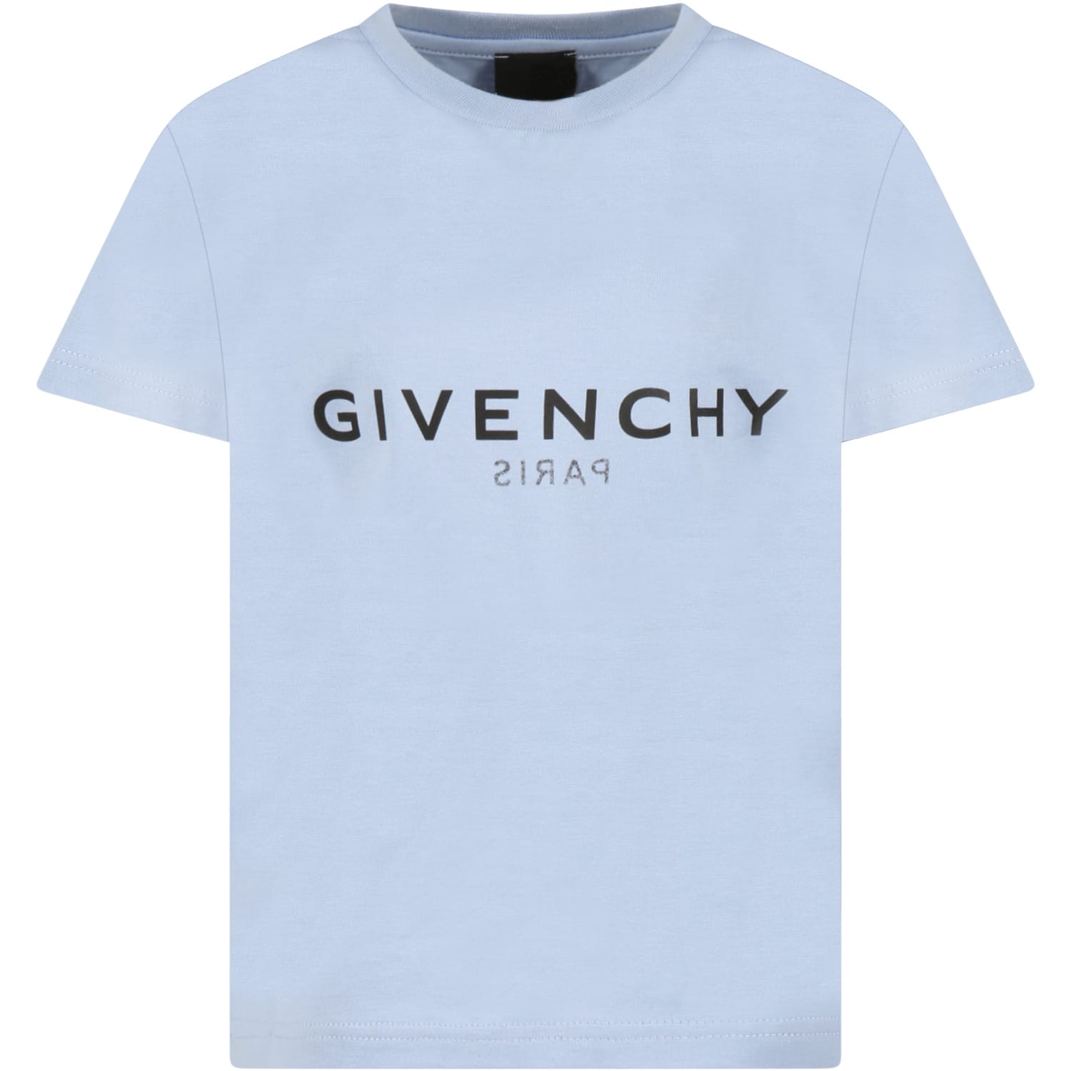 Givenchy Light-blue T-shirt For Boy With Black Logo