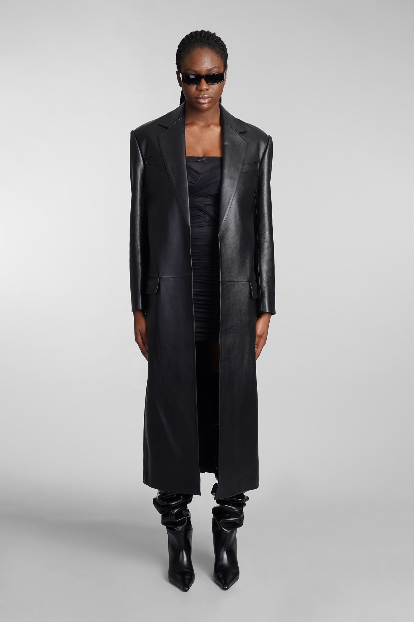 Alexander Wang Coat In Black Leather
