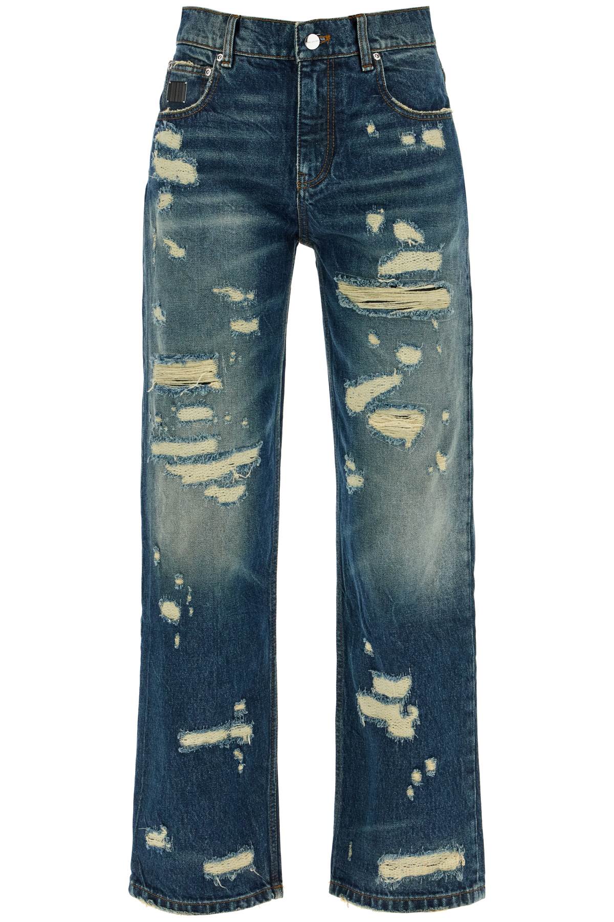 Shop Marc Jacobs Jeans The Rip And Repair Straight Jean In Punk Indigo (blue)