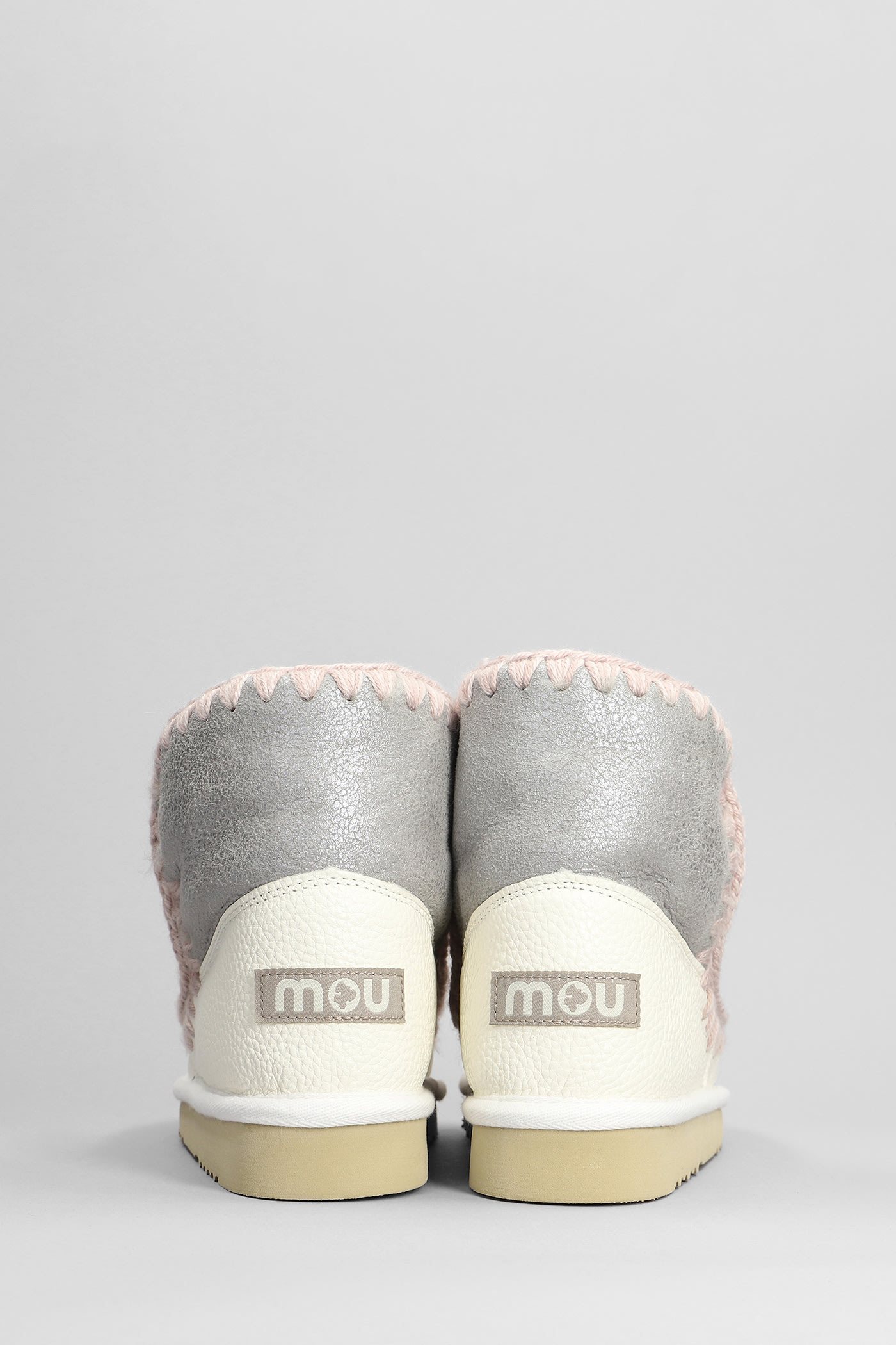 Shop Mou Eskimo 18 Low Heels Ankle Boots In Rose-pink Leather