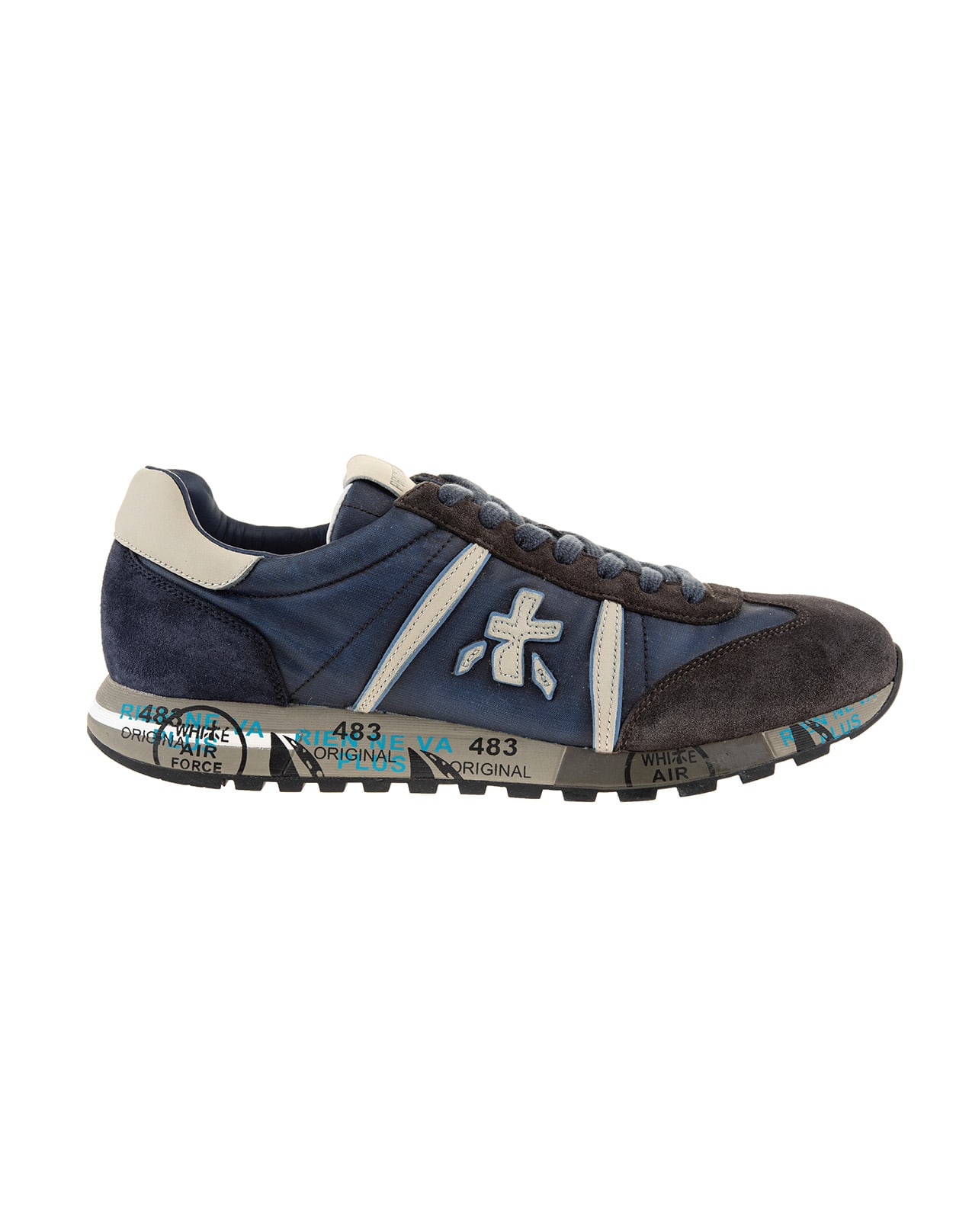 Premiata Man Dark Blue And Brown Lucy Sneakers