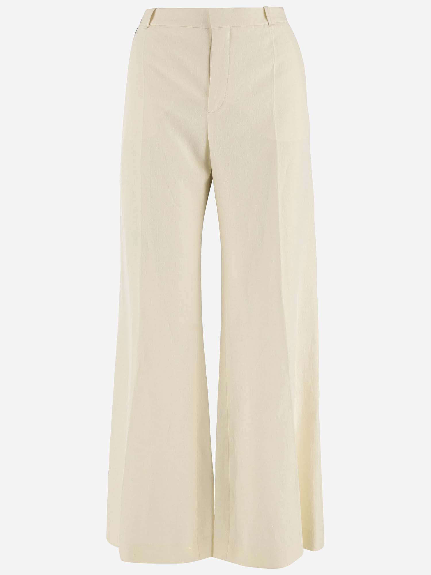Chloé Linen Flared Trousers In White