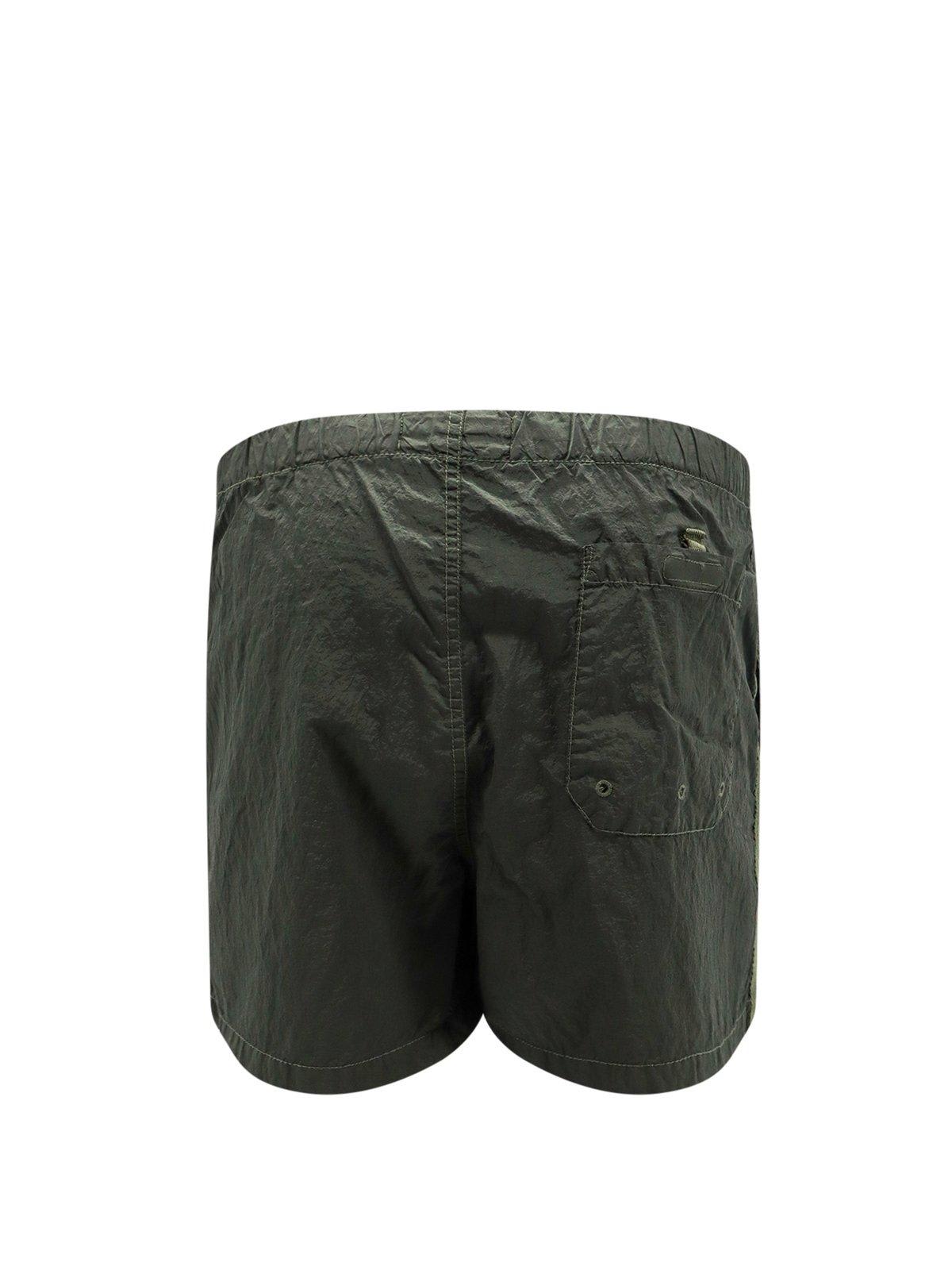 Shop Stone Island Compass Patch Swim Shorts In Musk