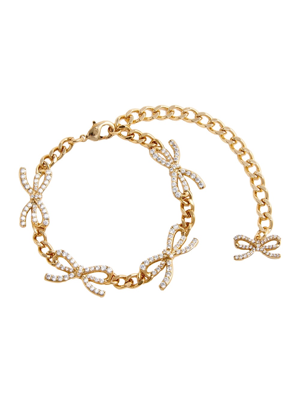 Self-portrait Gold Crystal Bow Bracelet In Gold