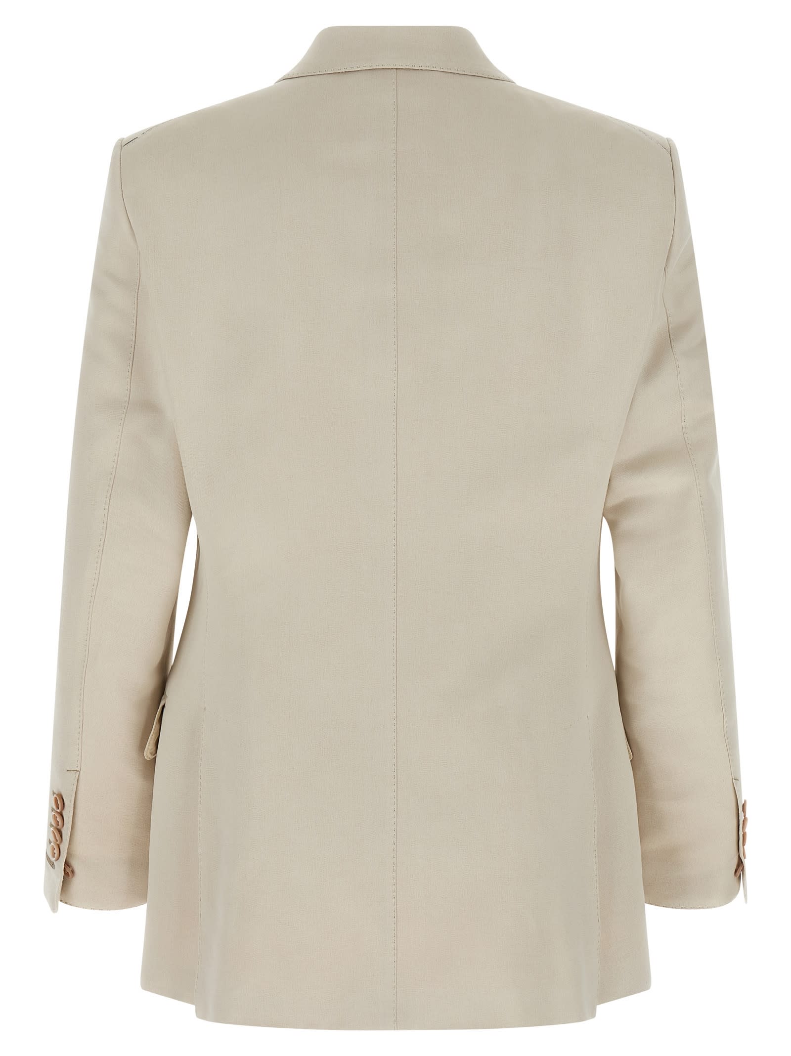 Tom Ford Double-breasted Tailored Blazer Featuring Back Vent In Neutral