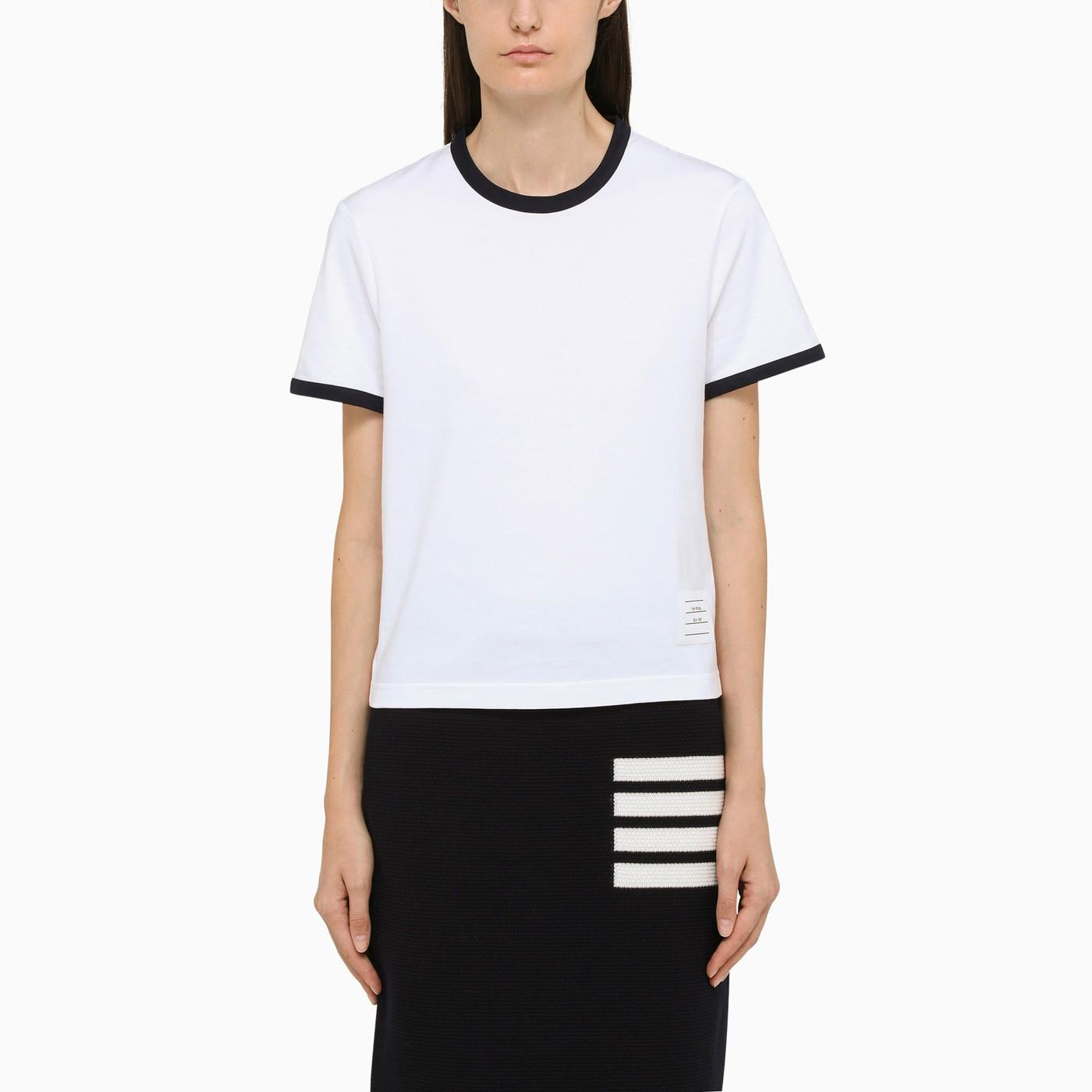 Shop Thom Browne White Cotton Crew Neck T-shirt