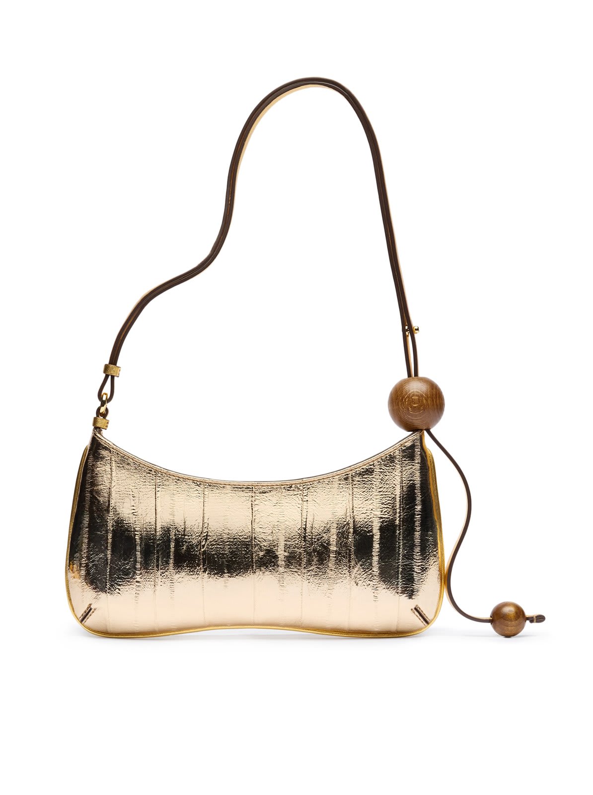 Shop Jacquemus Le Bisou Perle Beaded Shoulder Bag In Golden