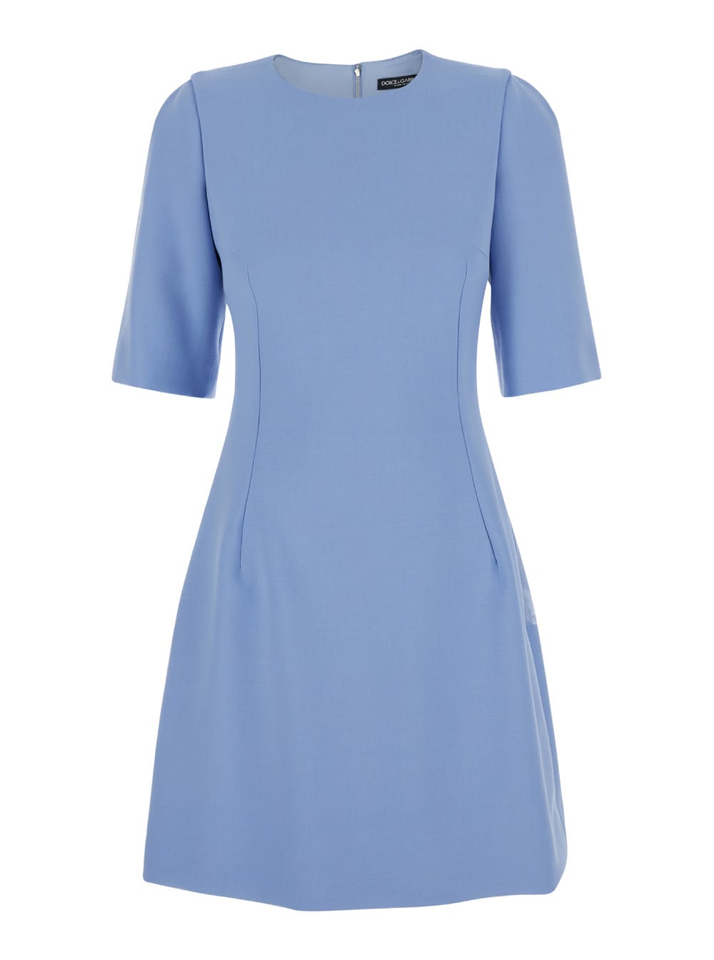 Shop Dolce & Gabbana Light Blue Midi Fit And Flare Dress In Wool Woman