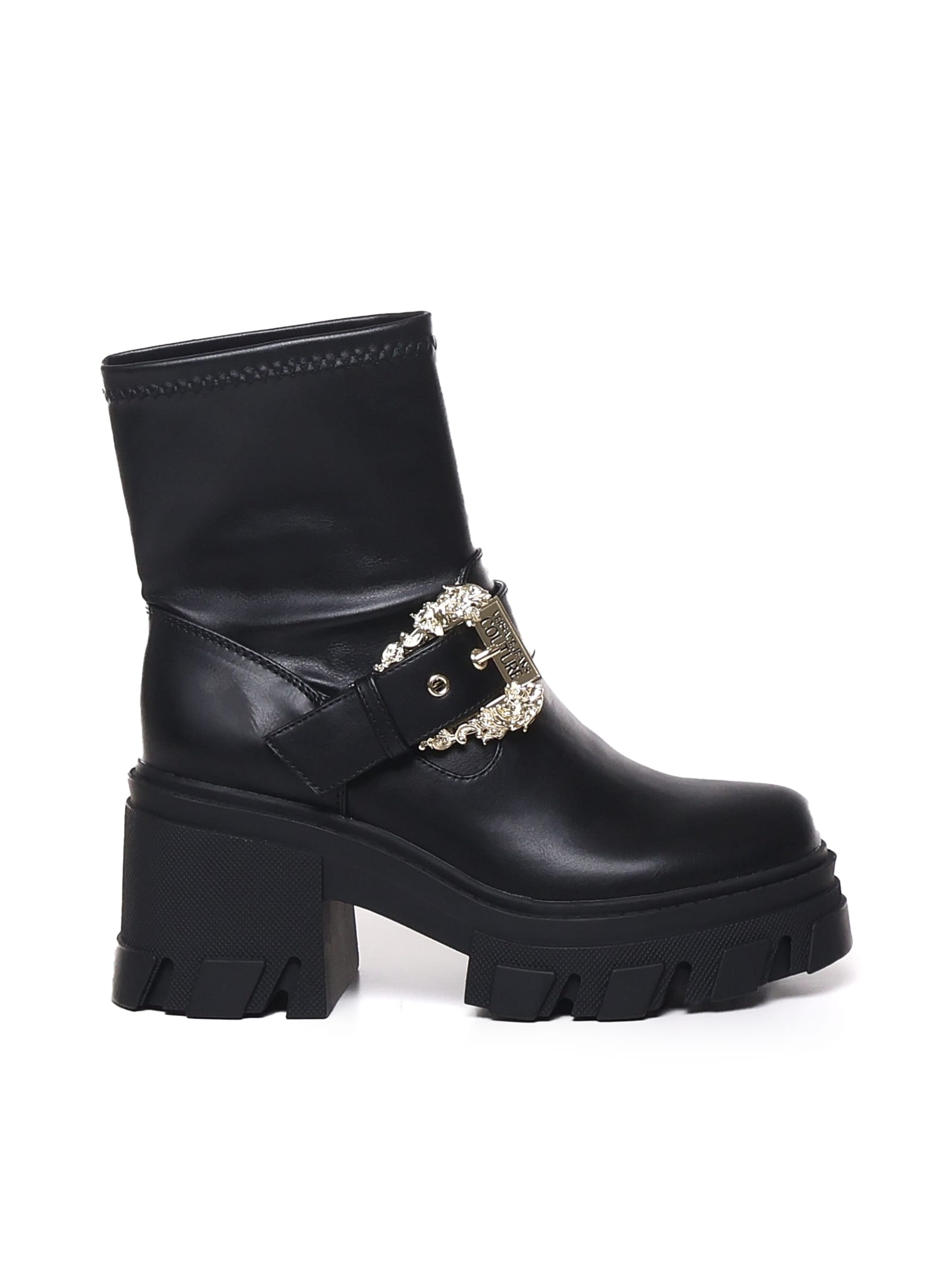 Shop Versace Jeans Couture Chunky Ankle Boots In Black