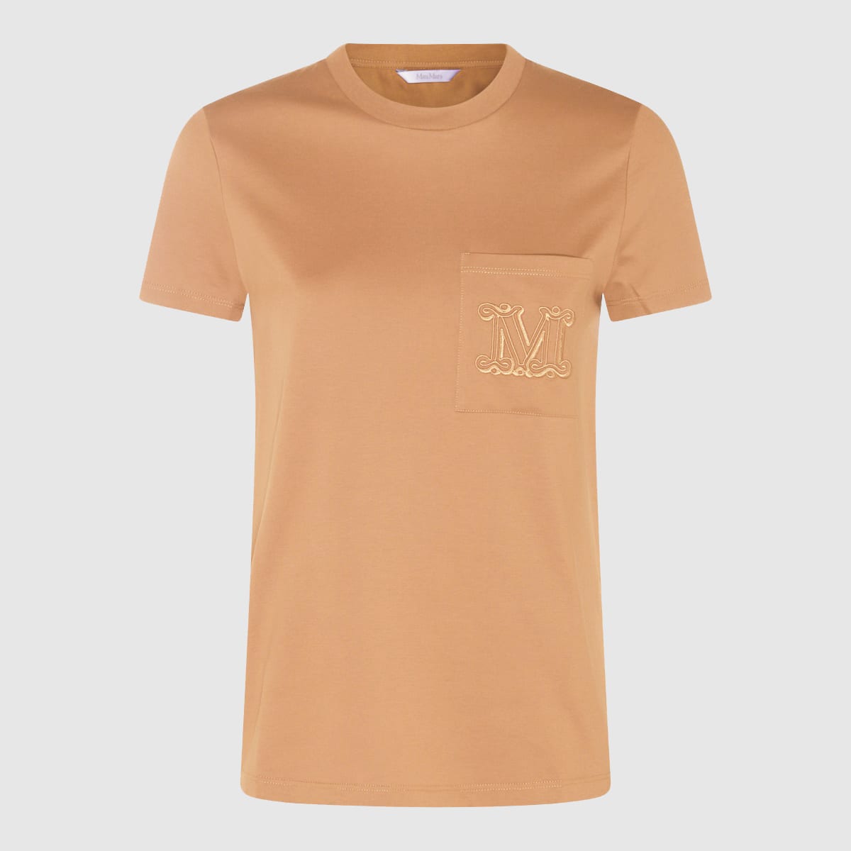 Max Mara Camel Cotton T-shirt In Brown