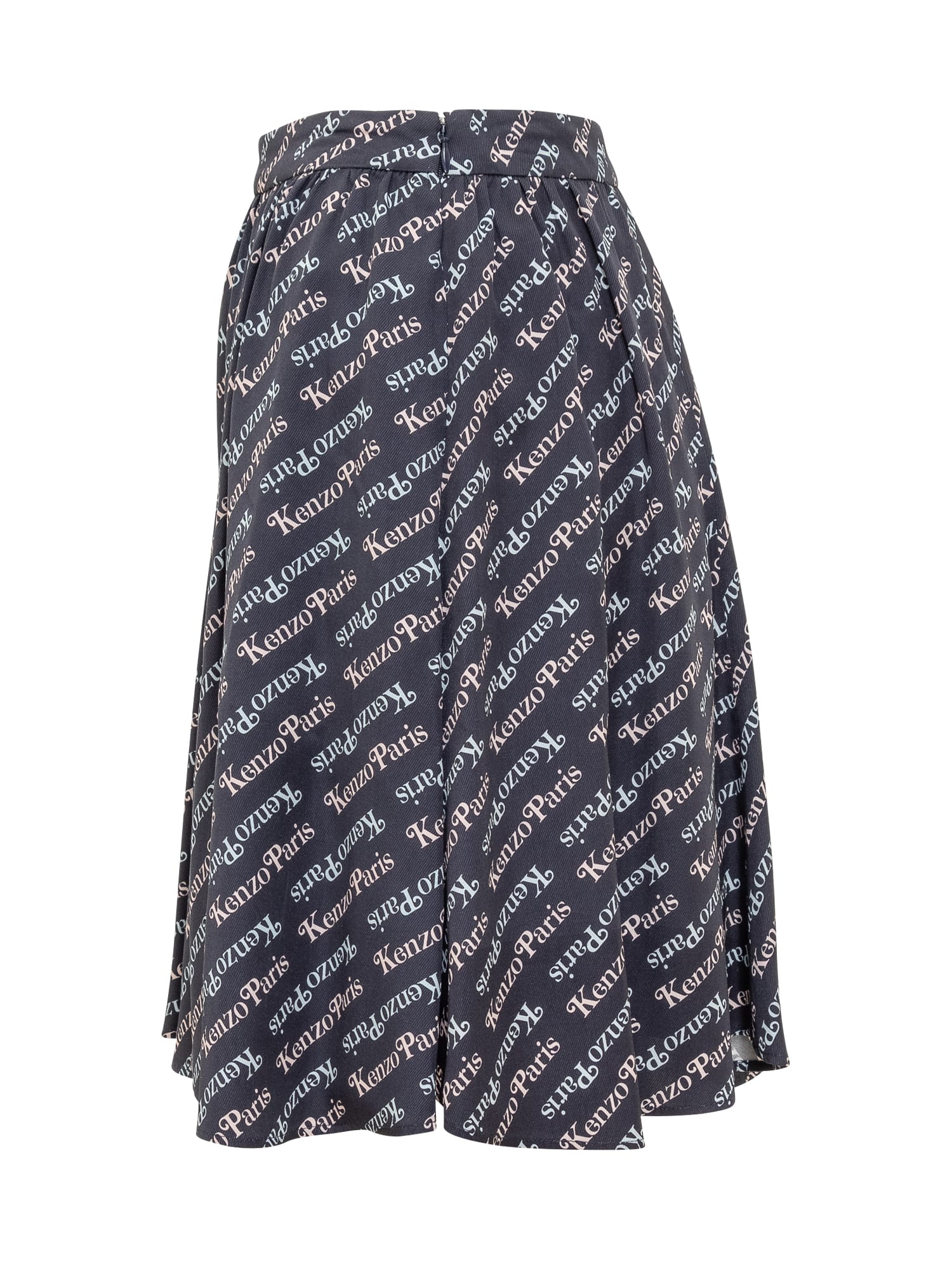 Shop Kenzo Monogram Skirt In Blue Nuit
