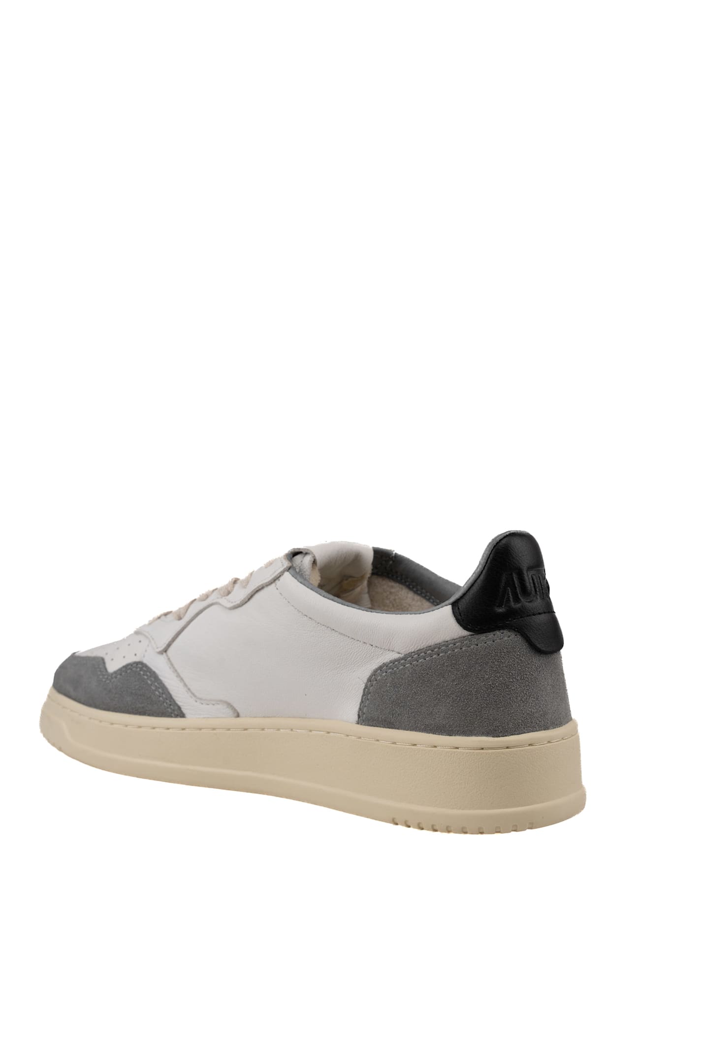 Shop Autry Medalist Low Sneakers In Goatskin And Suede In Goat/suede Grey/black