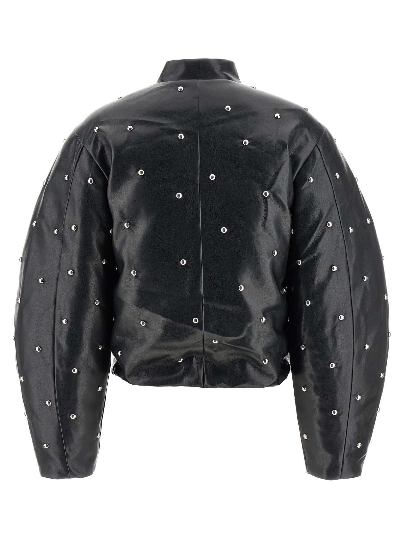 Rotate Birger Christensen Studded Padded Bomber Jacket In Black