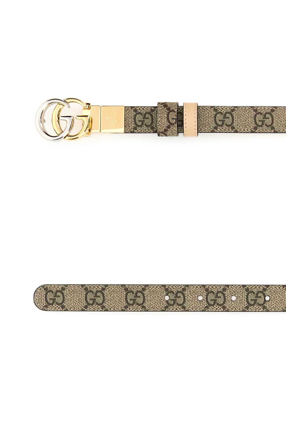 Shop Gucci Gg Supreme Fabric Gg Marmont Reversible Belt In Beige