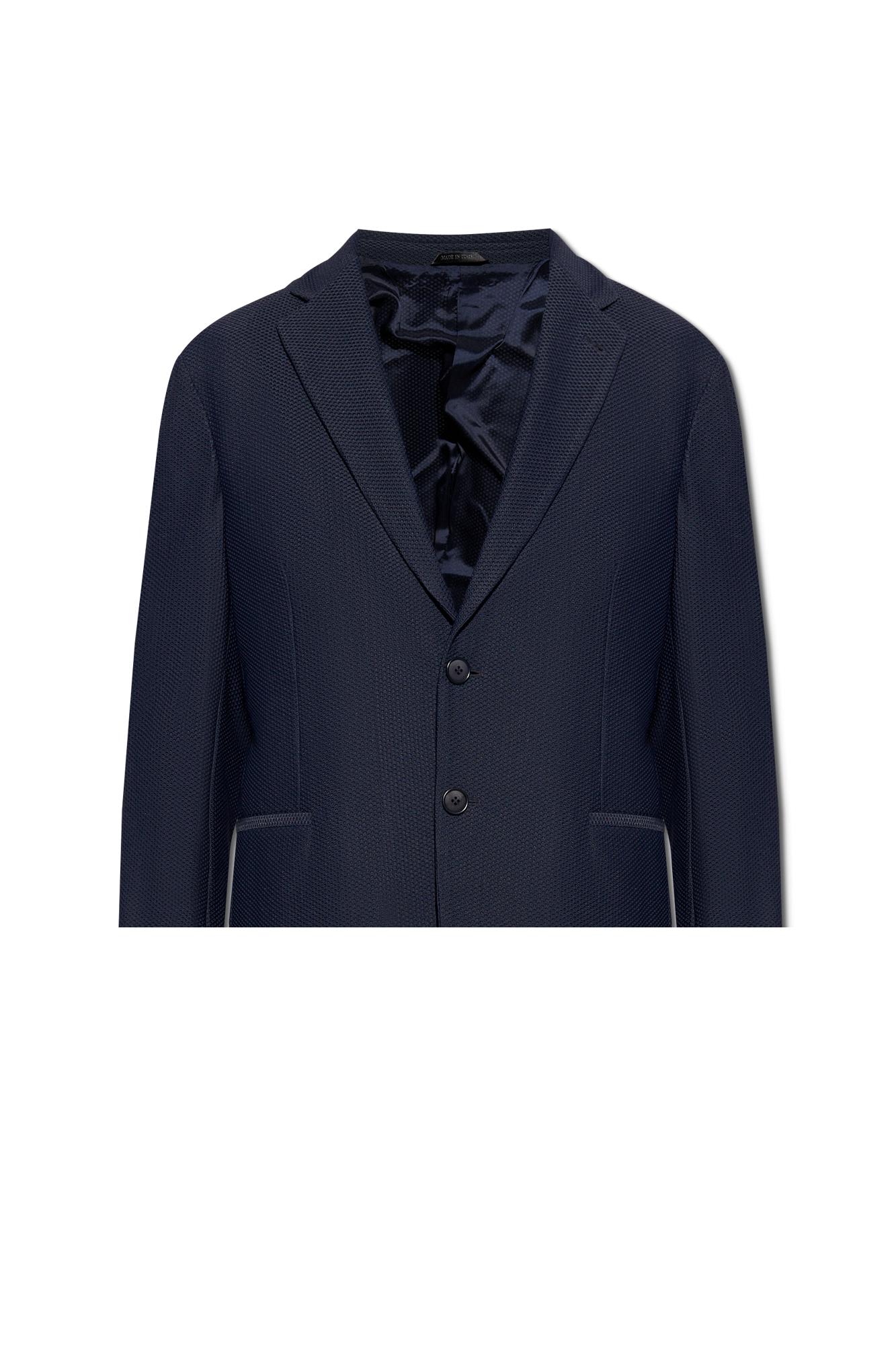 Shop Giorgio Armani Blazer With Notch Lapels In Blue