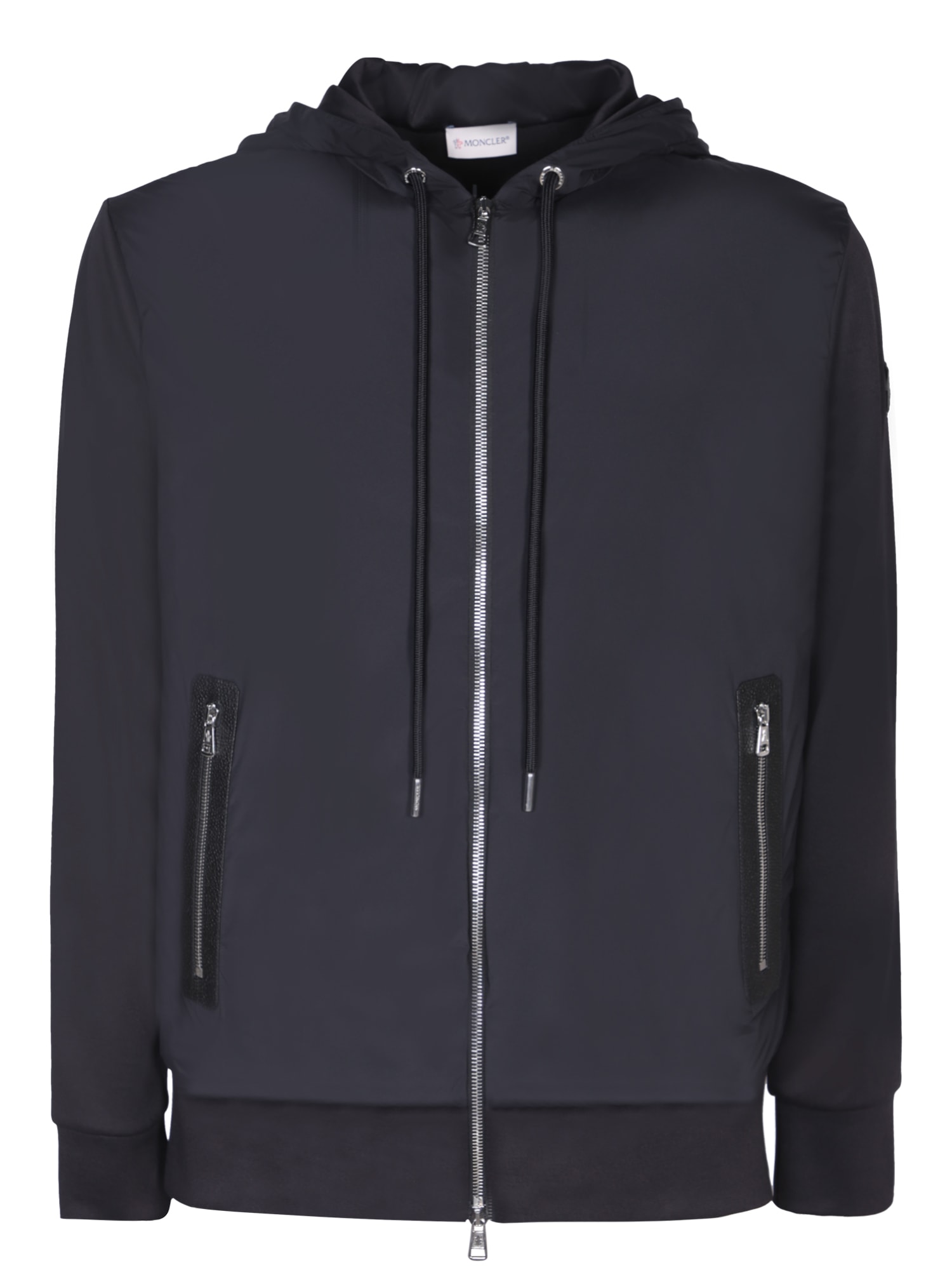 MONCLER ZIPPERED BLACK CARDIGAN