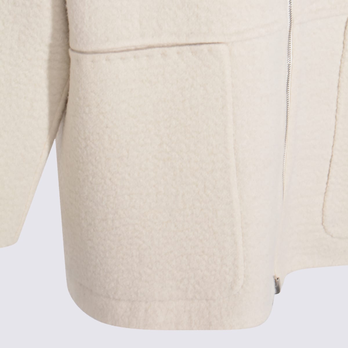 Malo Long Knitwear Crewneck With Hood And Pockets In White