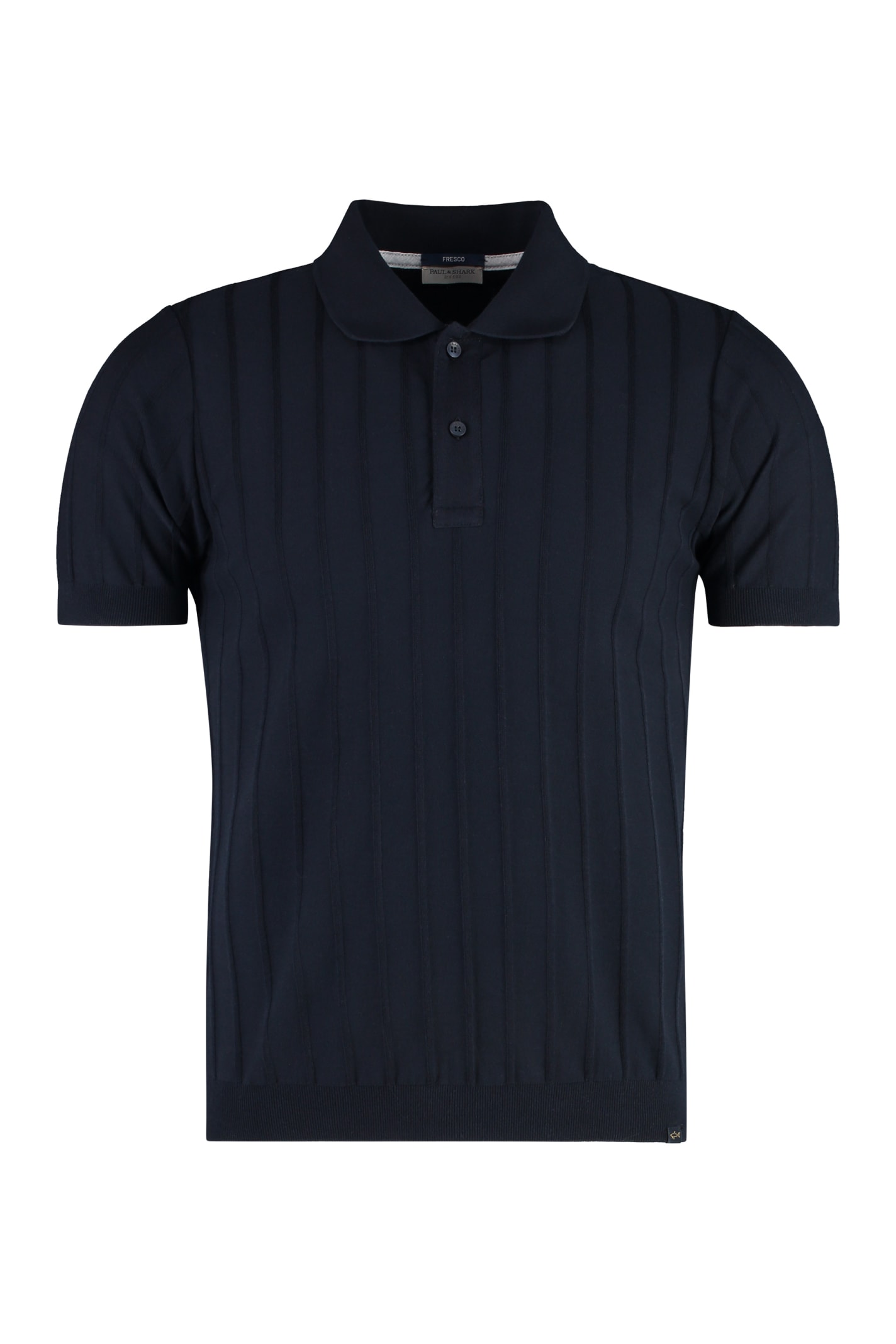Shop Paul&amp;shark Knitted Cotton Polo Shirt In Blue