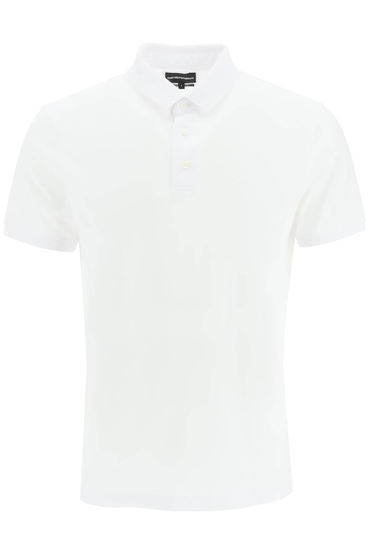 Shop Emporio Armani Lyocell And Cotton Polo Shirt With Micro Logo  In White