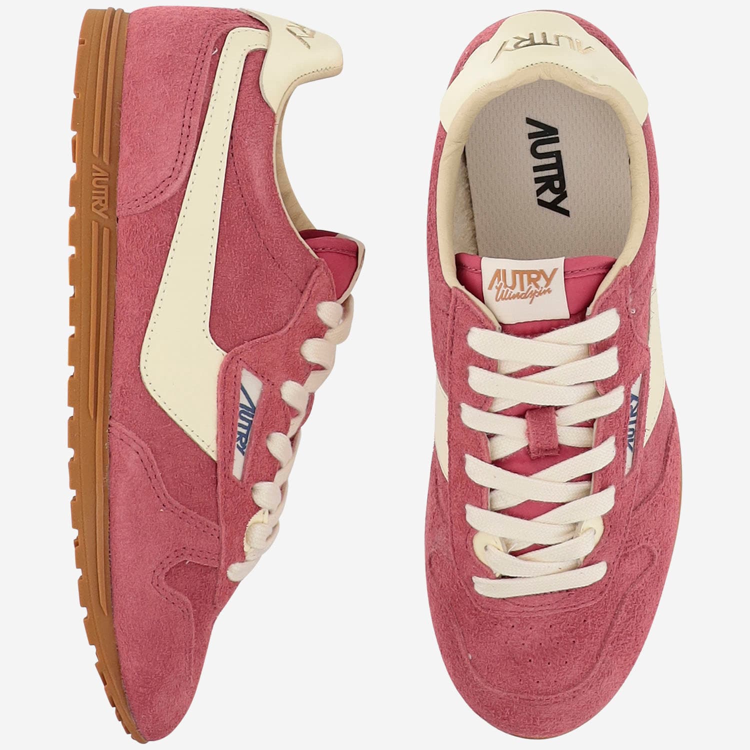 Shop Autry Windspin Leather Sneakers In Suede/leat Cheye/rut
