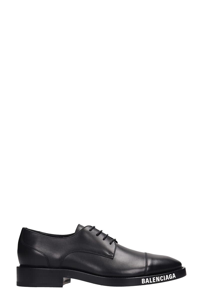 BALENCIAGA LACE UP SHOES IN BLACK LEATHER,11317631