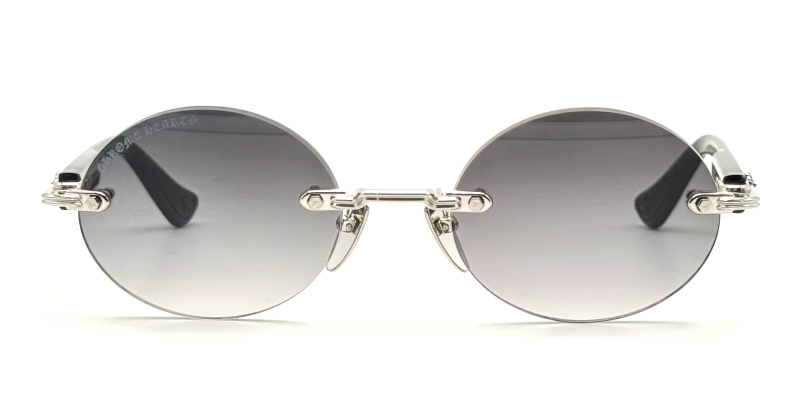 Chrome Hearts Deep Iii - Shiny Silver / Black Sunglasses In Gray