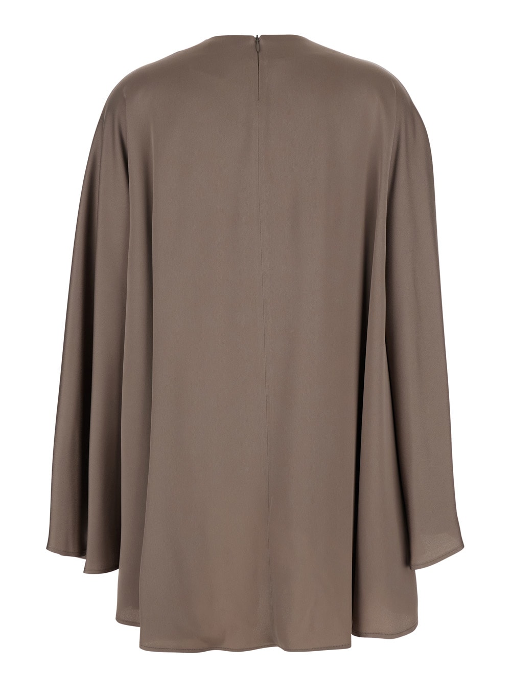 Semicouture Grey Crewneck Dress With Rear Concealed Zip Closure In Viscose Blend Woman In Green