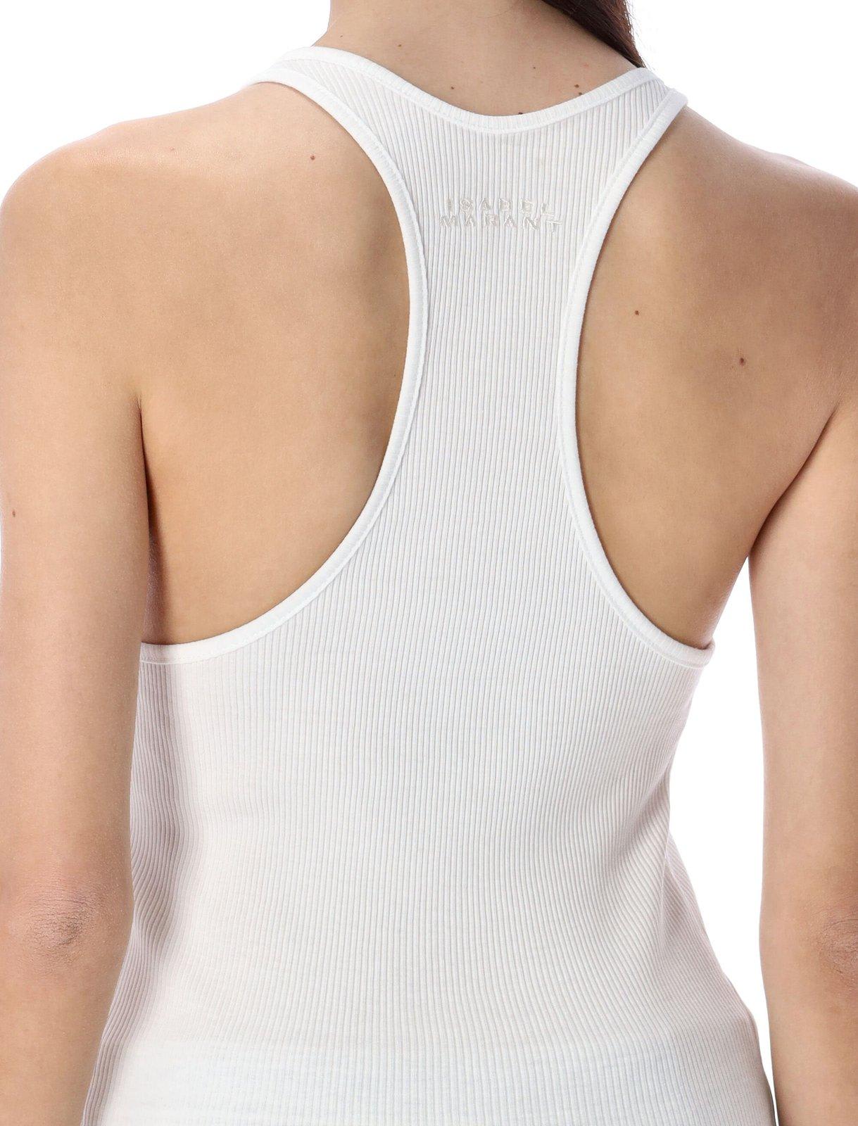 Shop Isabel Marant Ribbed Sleeveless Tank Top In White