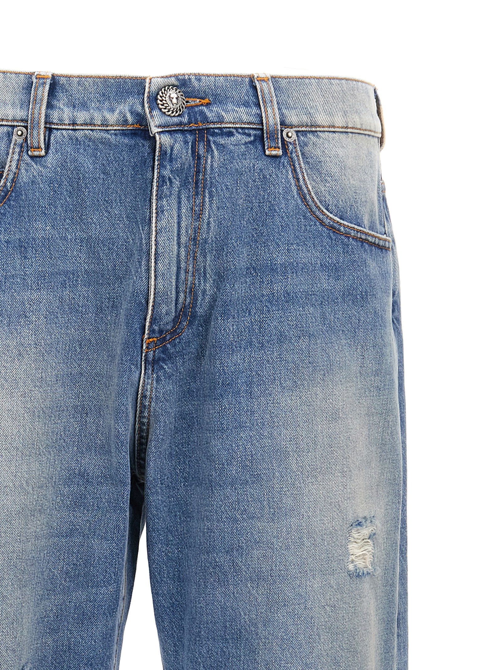 Balmain Blue Straight Fit Jeans In Blue