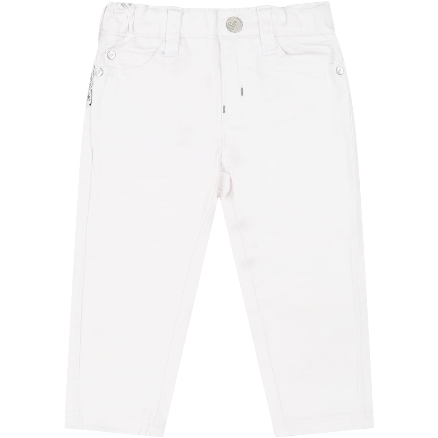 Armani Collezioni White Trouser For Baby Boy With Iconic Eagle