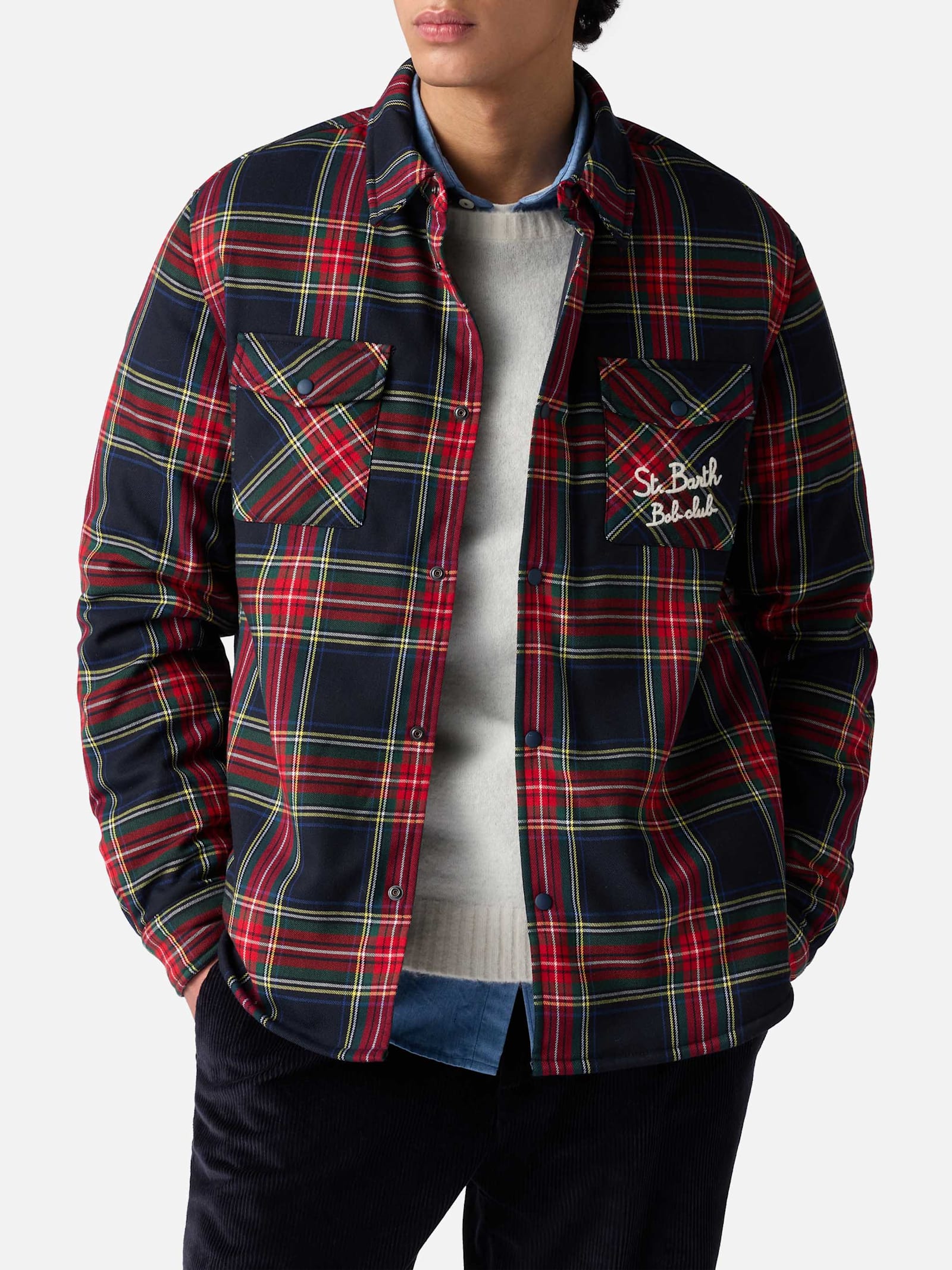 MC2 Saint Barth Overshirt Chalet With Pocket And St. Barth Bob Club Embroidery